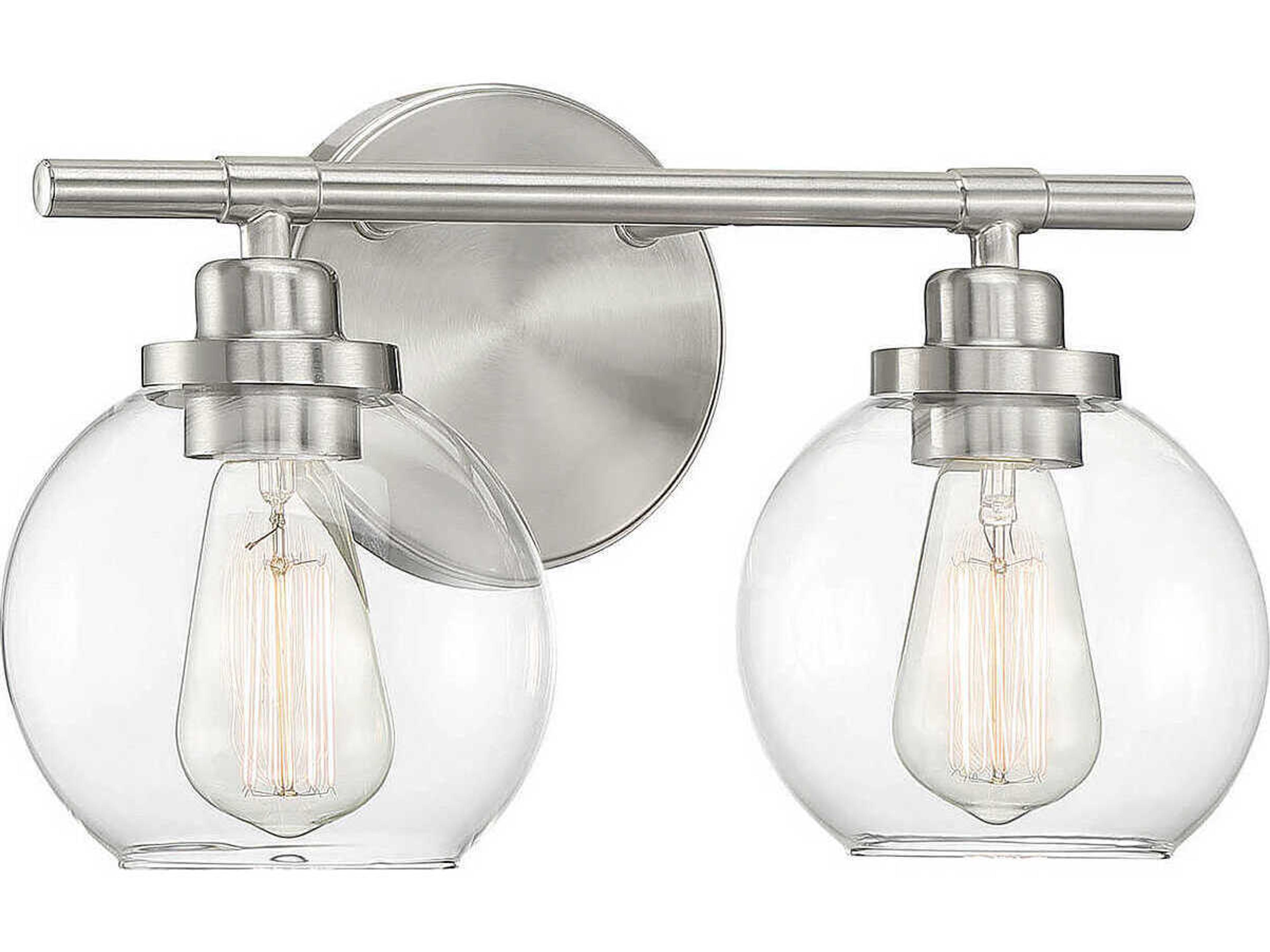 Savoy House Carson 2-Light Satin Nickel Glass Vanity Light