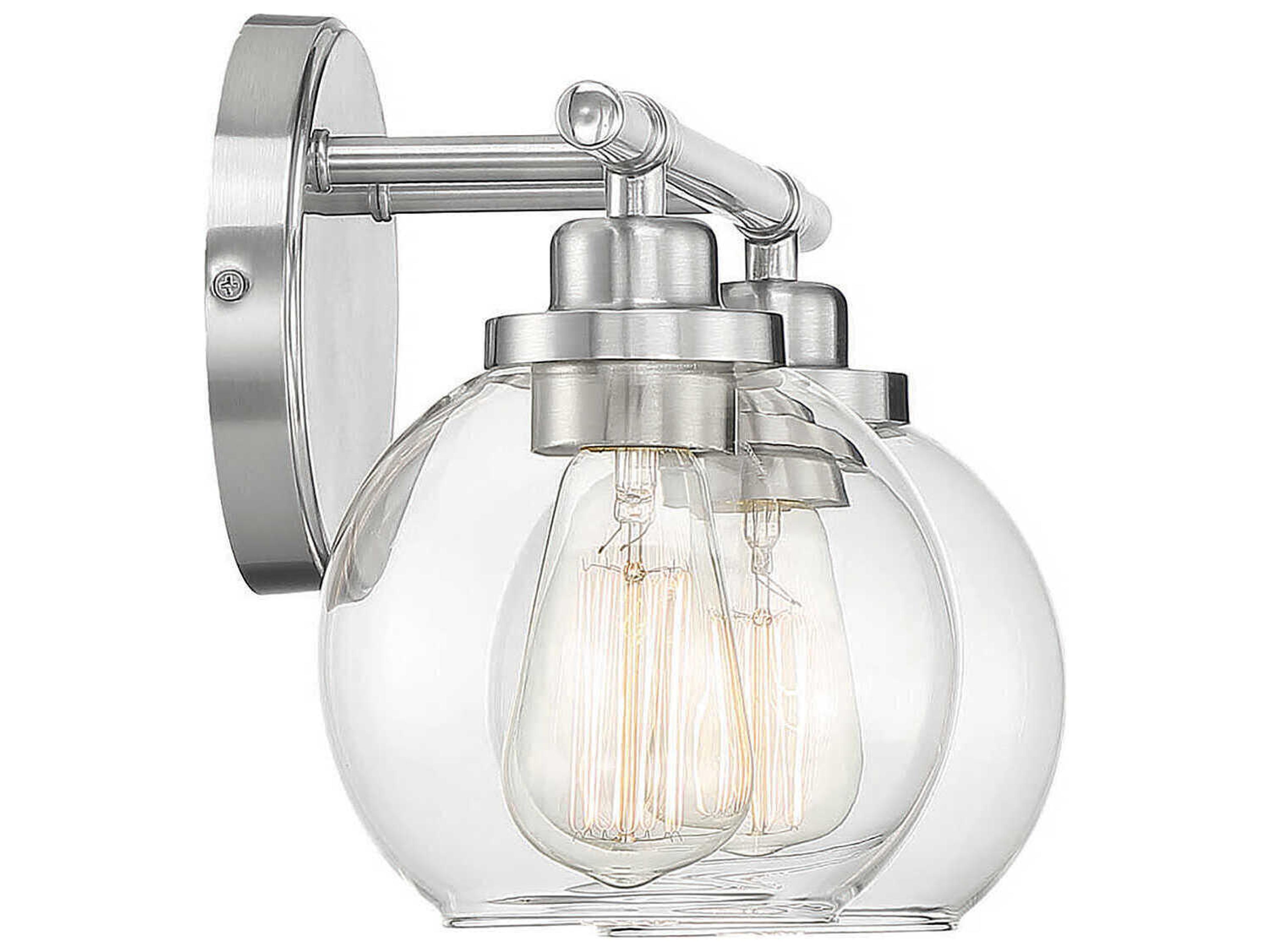 Savoy House Carson 2-Light Satin Nickel Glass Vanity Light