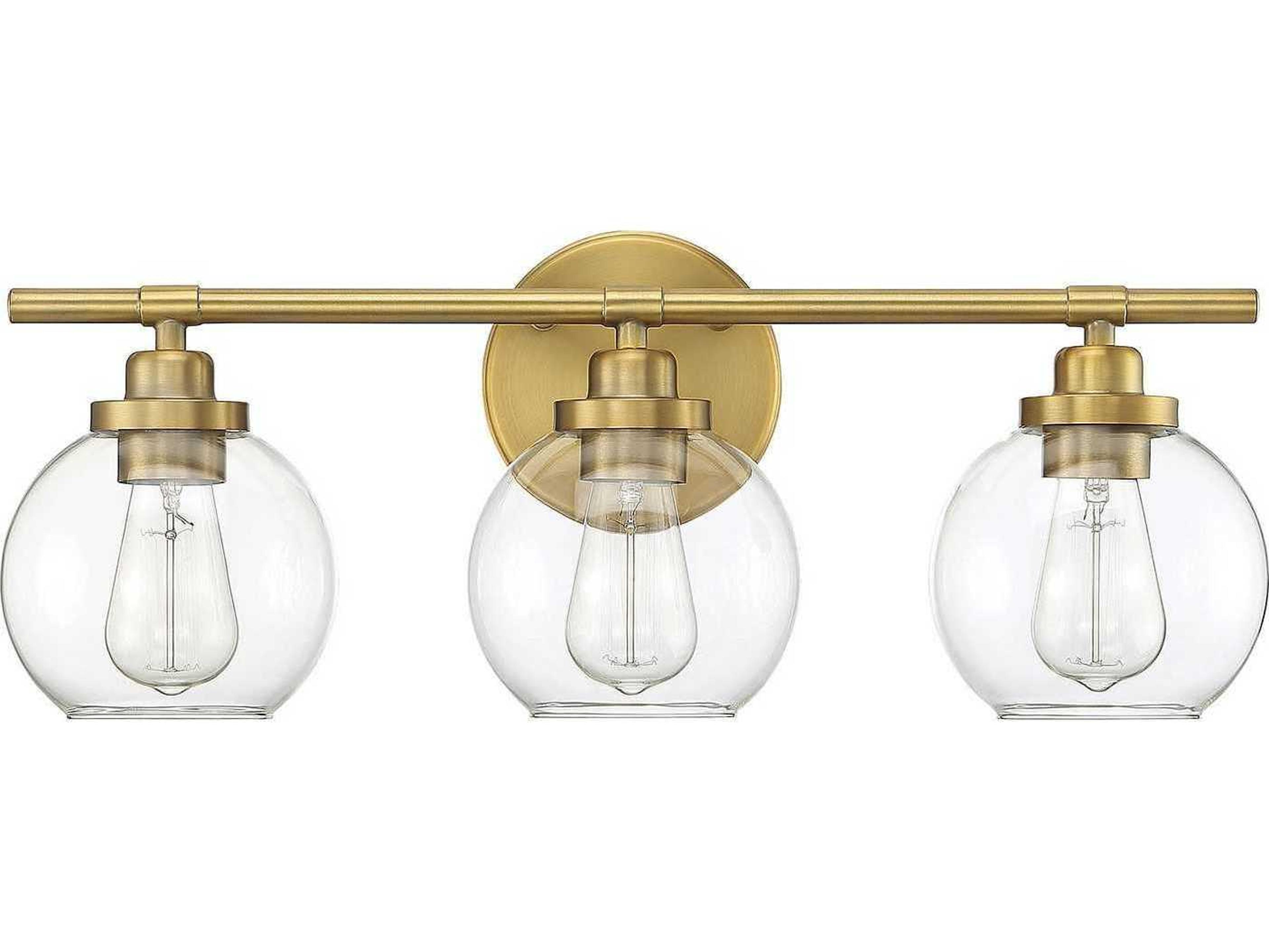 Savoy House Carson 3-Light Warm Brass Glass Vanity Light