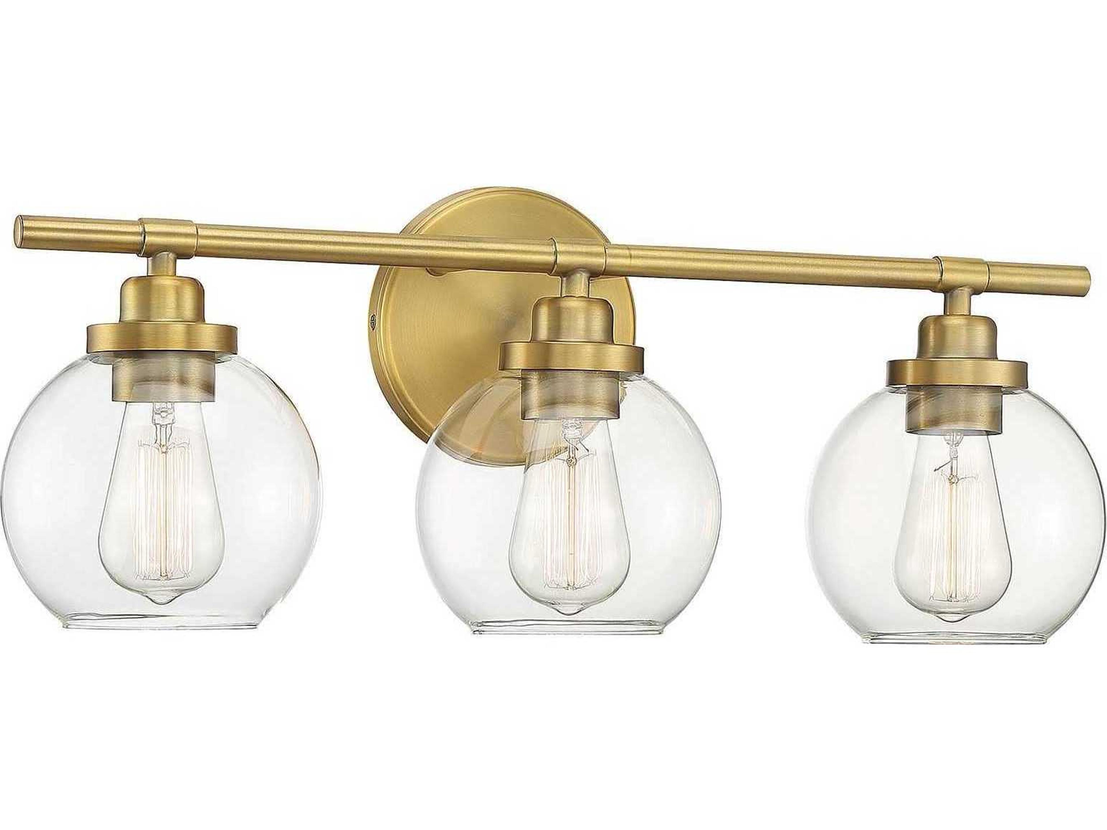 Savoy House Carson 3-Light Warm Brass Glass Vanity Light