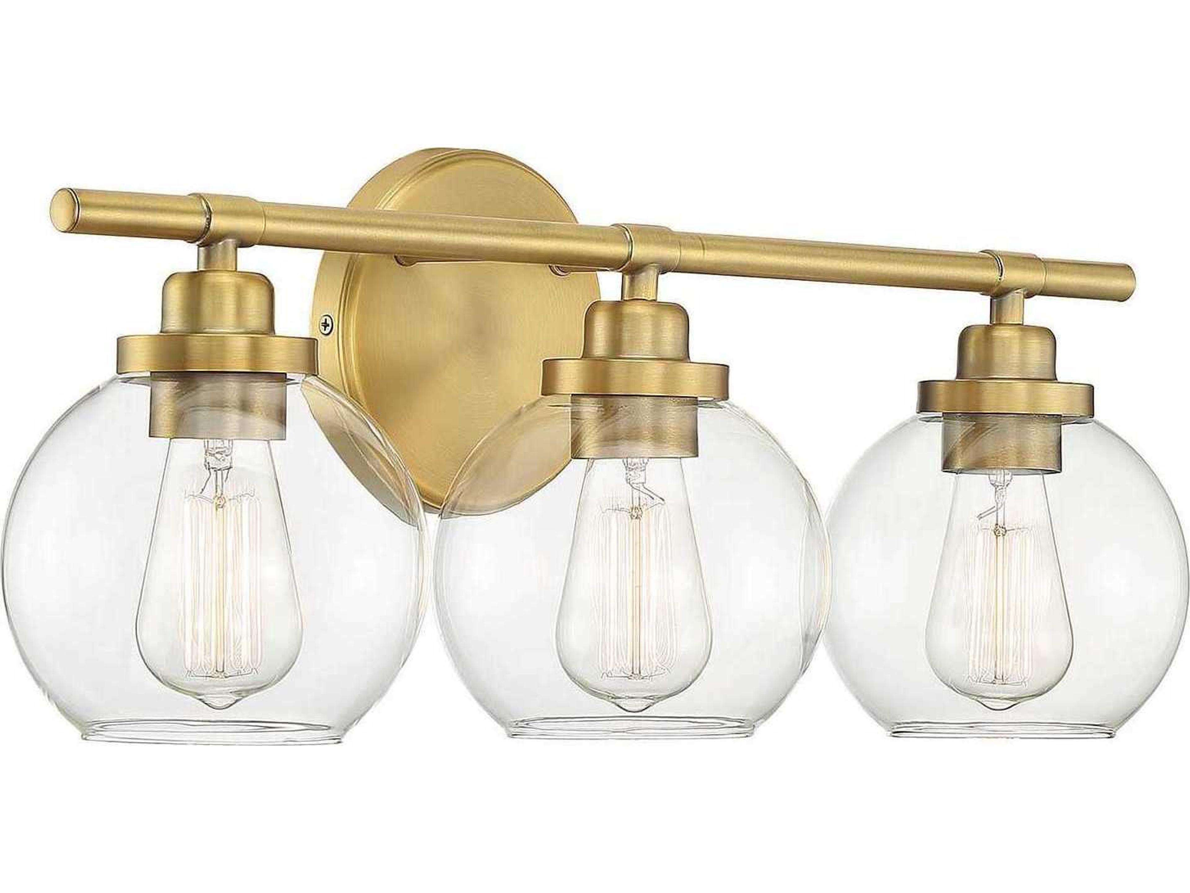 Savoy House Carson 3-Light Warm Brass Glass Vanity Light