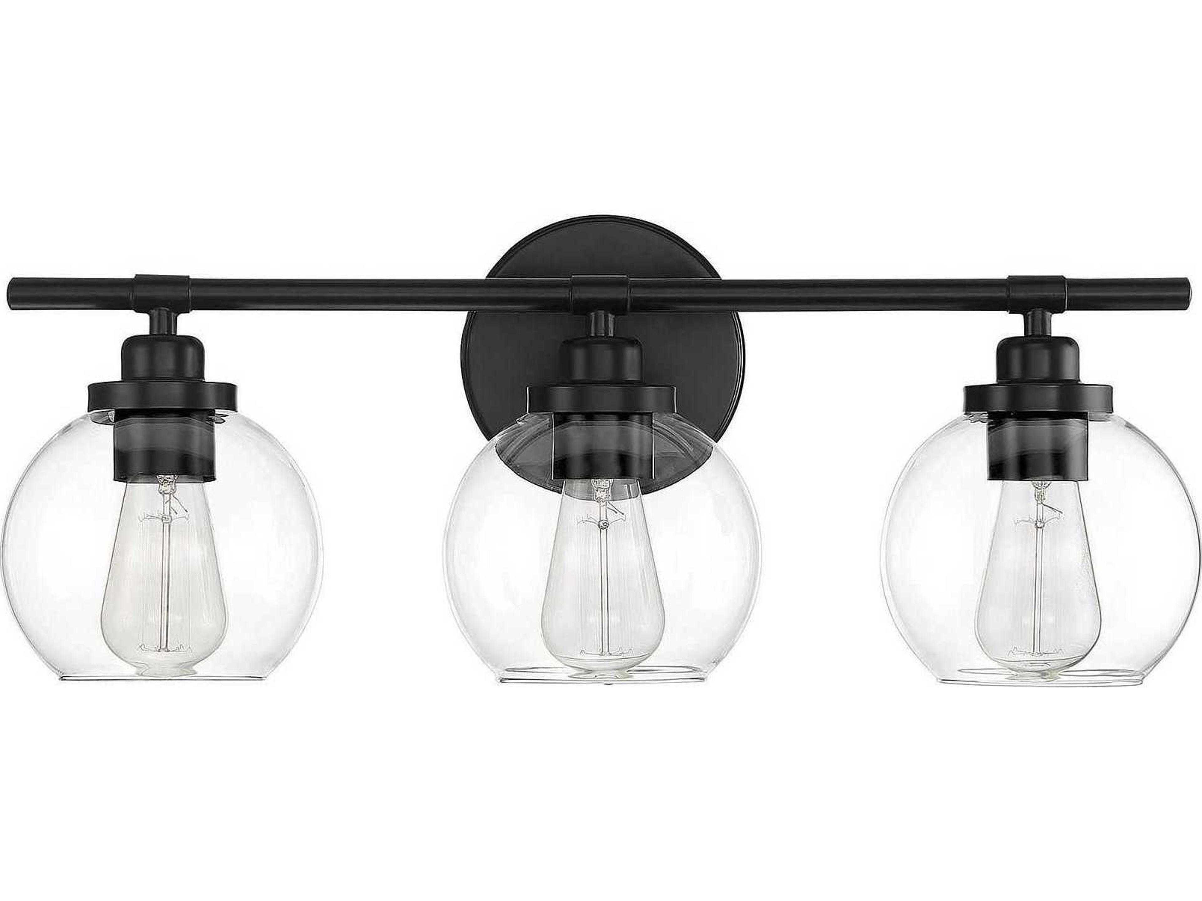 Savoy House Carson 3-Light Matte Black Glass Vanity Light