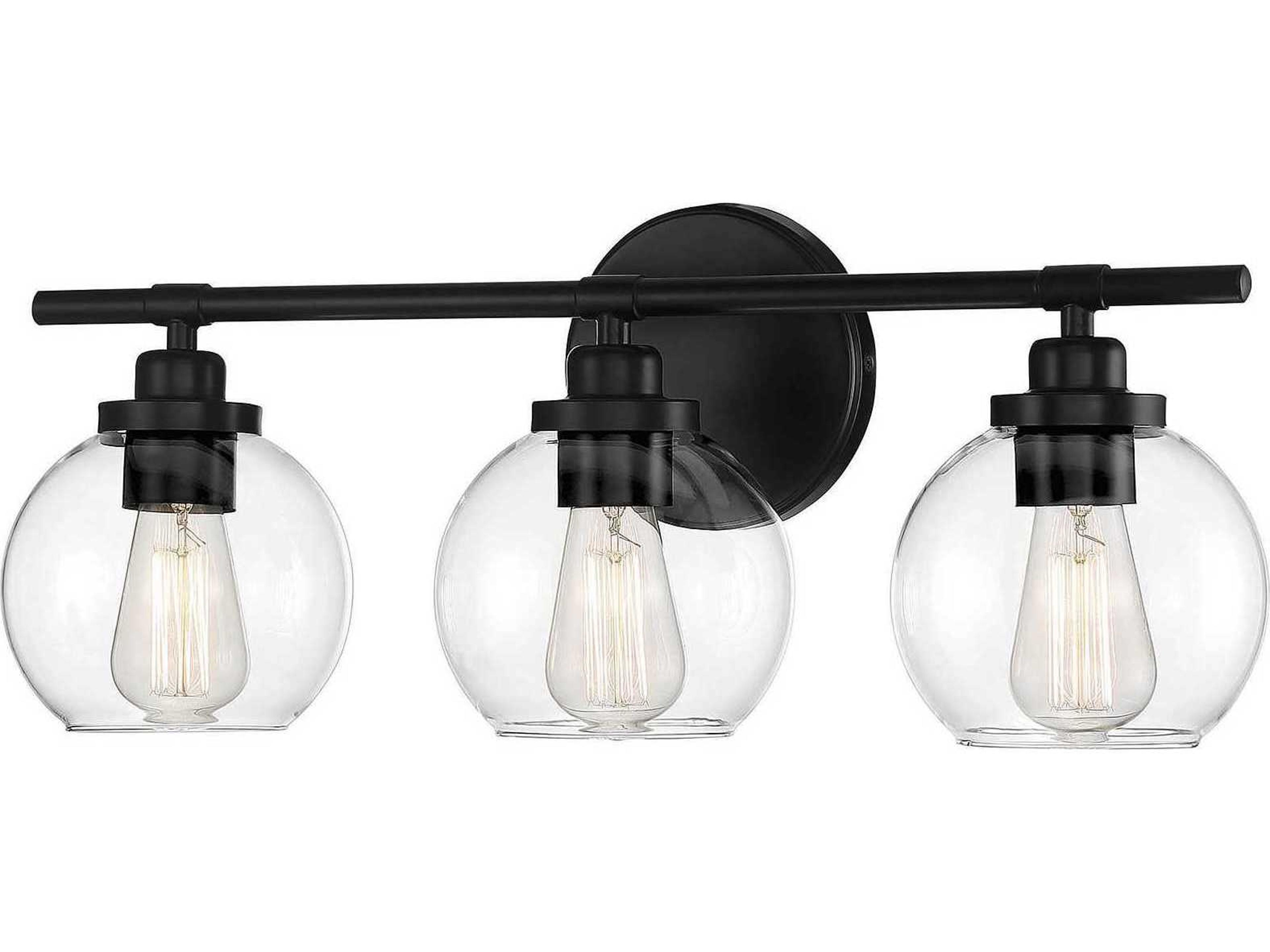 Savoy House Carson 3-Light Matte Black Glass Vanity Light