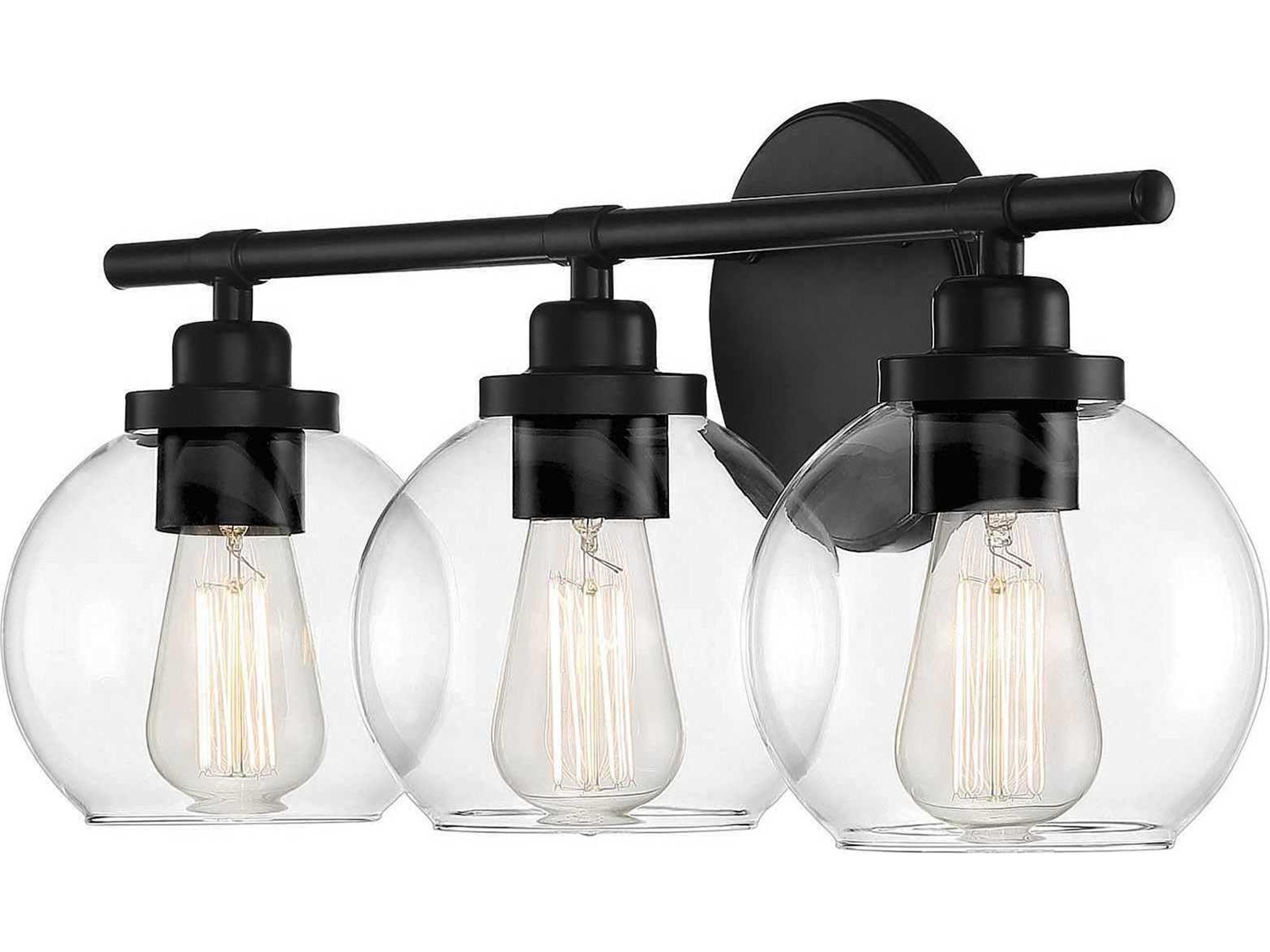 Savoy House Carson 3-Light Matte Black Glass Vanity Light