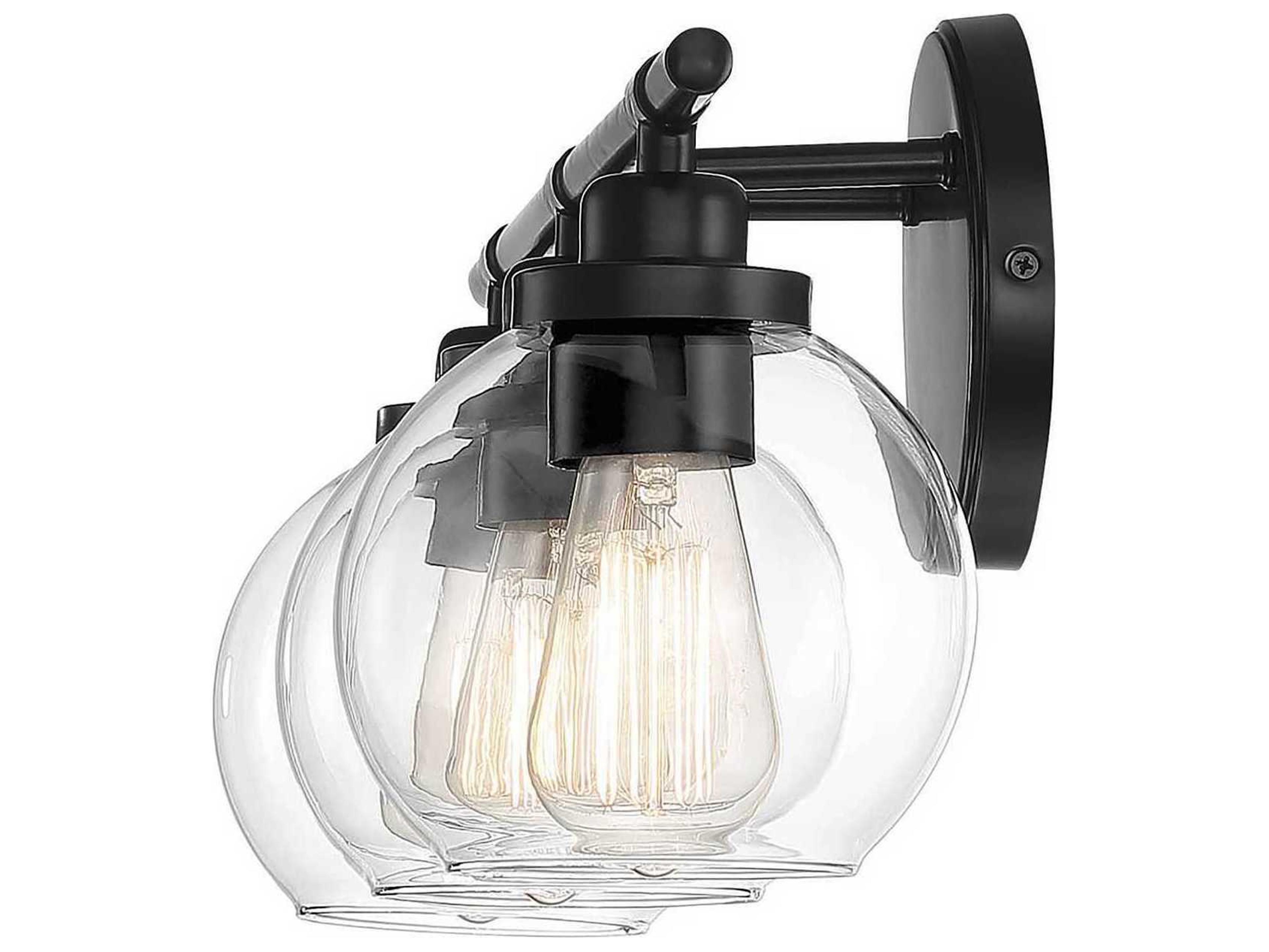 Savoy House Carson 3-Light Matte Black Glass Vanity Light