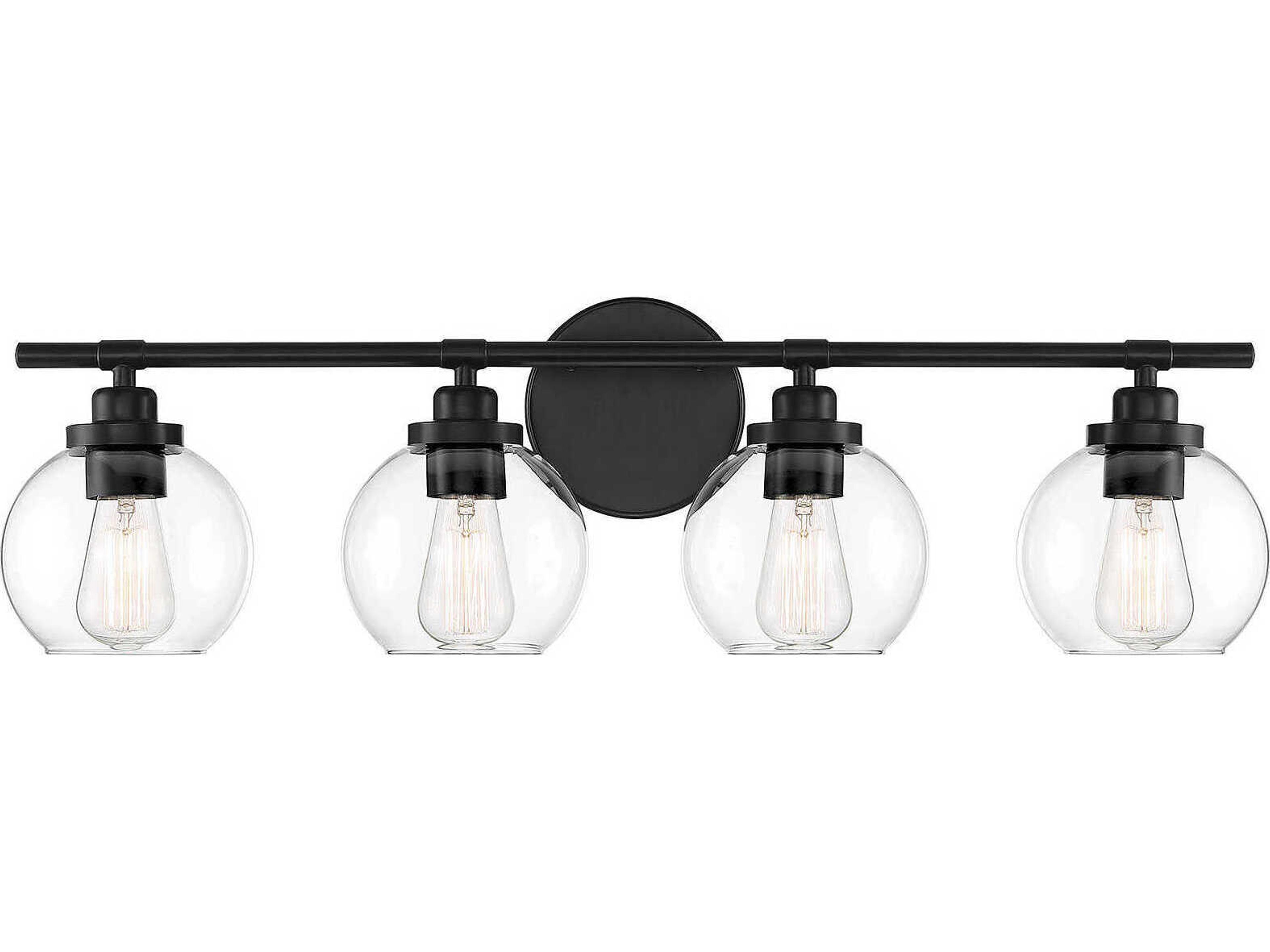 Carson 4-Light Matte Black Glass Vanity Light