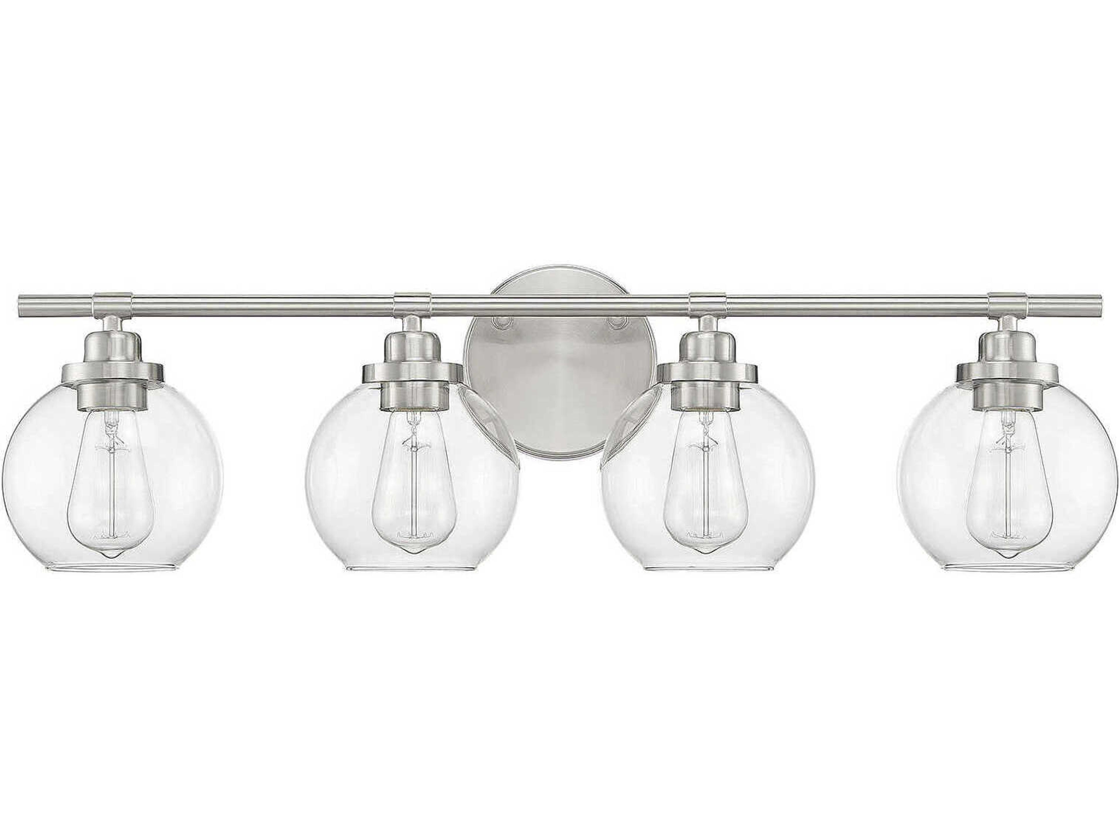 Savoy House Carson 4-Light Satin Nickel Glass Vanity Light