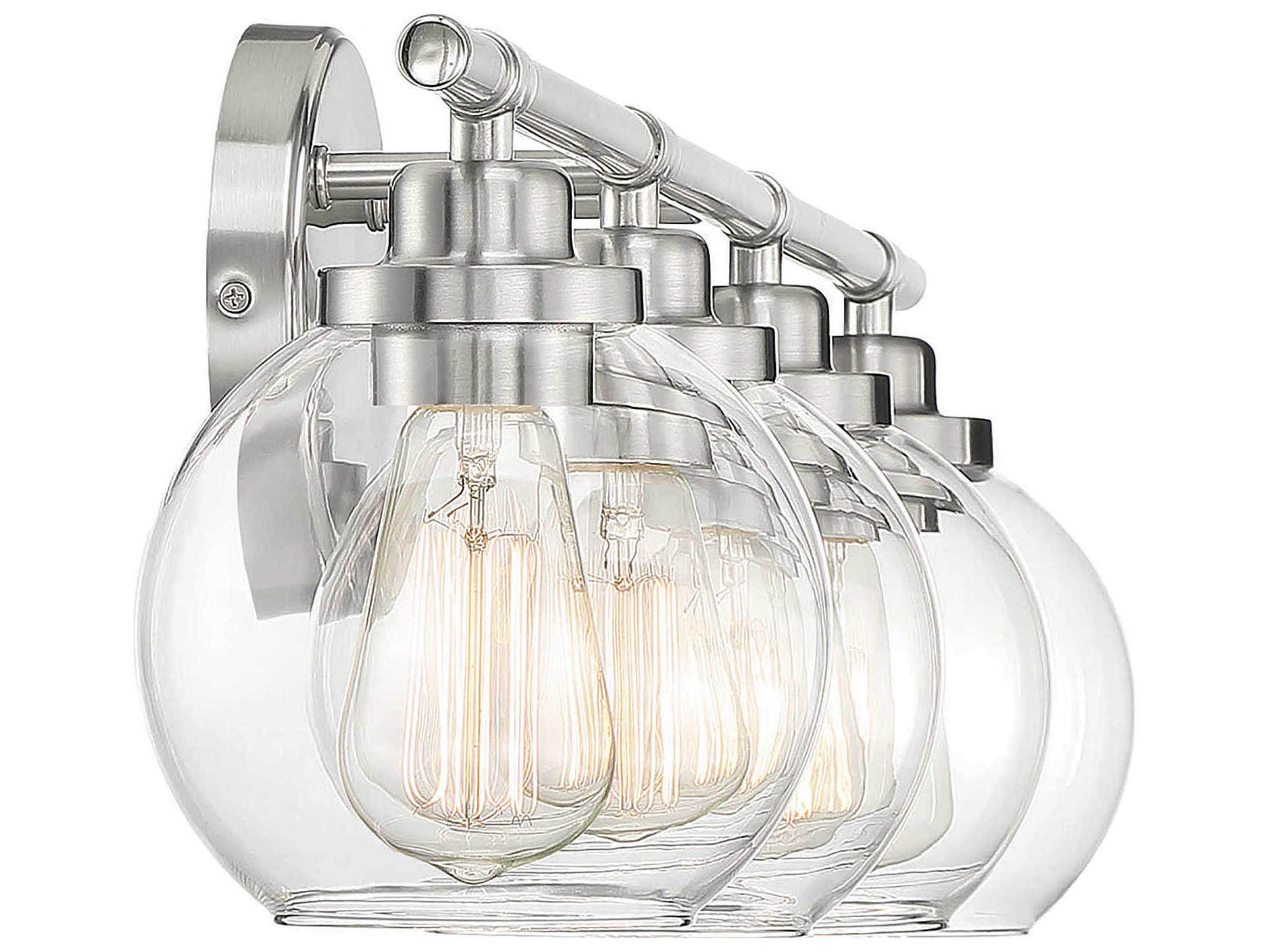 Savoy House Carson 4-Light Satin Nickel Glass Vanity Light