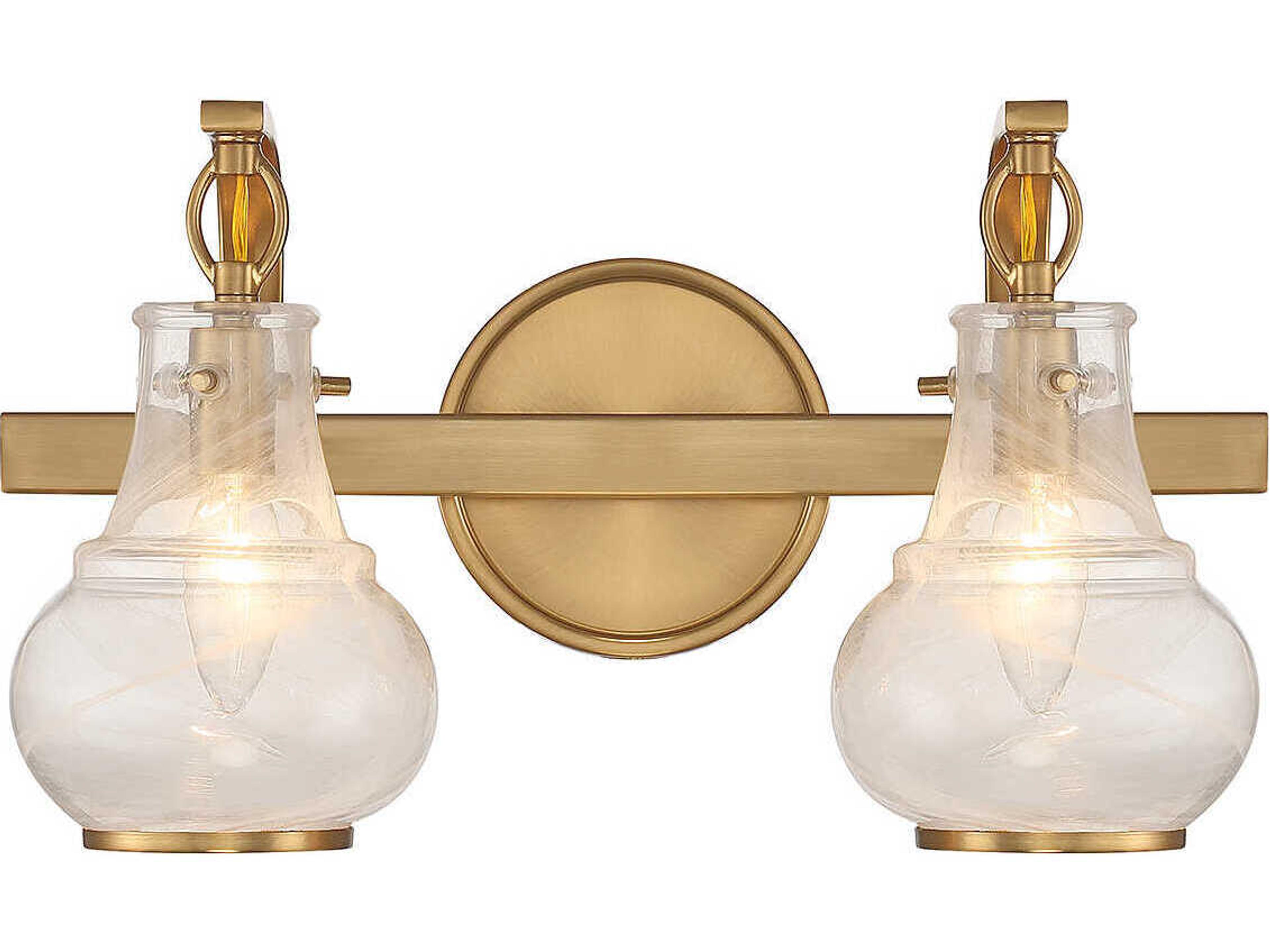 Adams 2-Light Warm Brass Glass Vanity Light