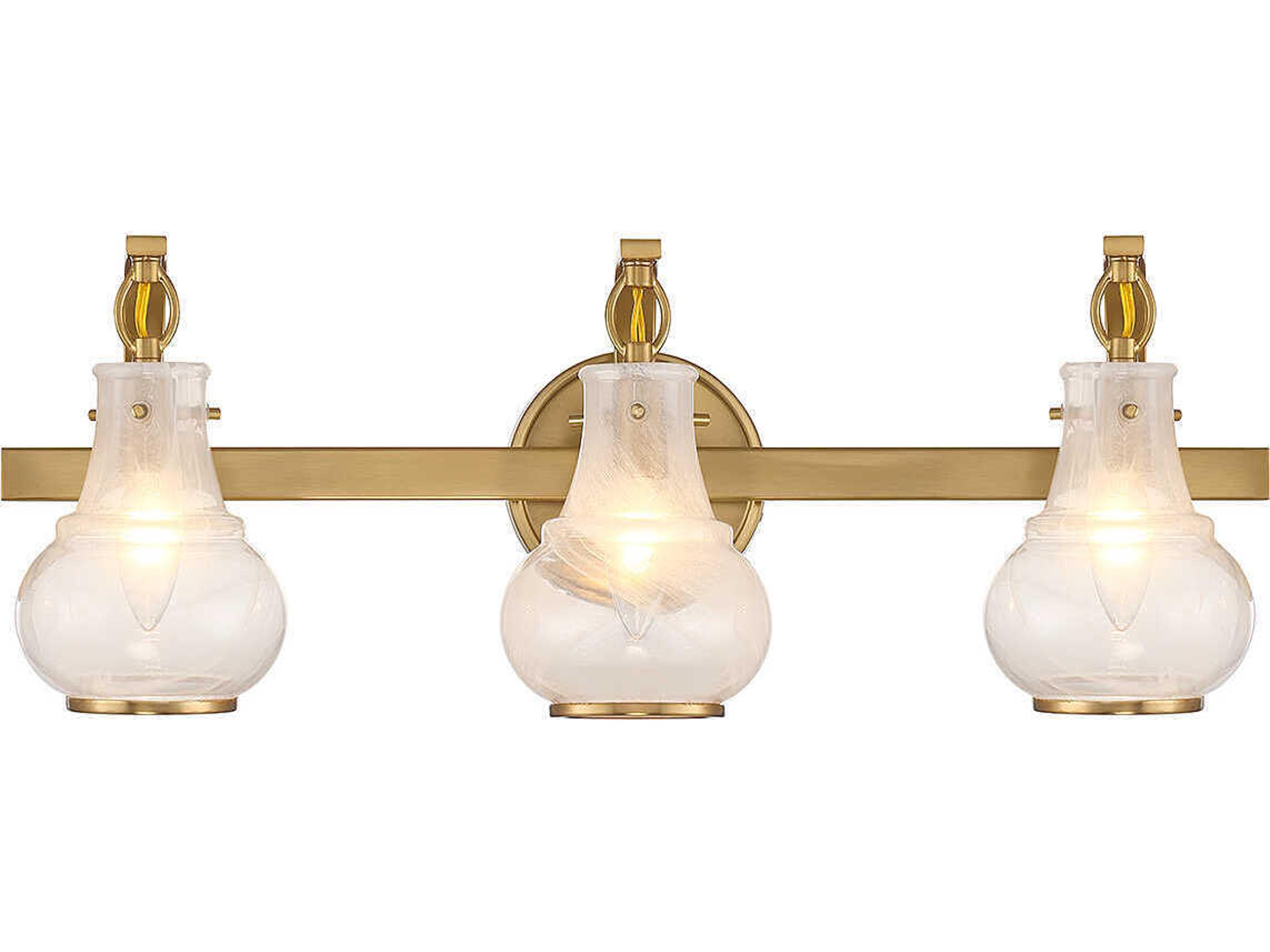 Adams 3-Light Warm Brass Glass Vanity Light