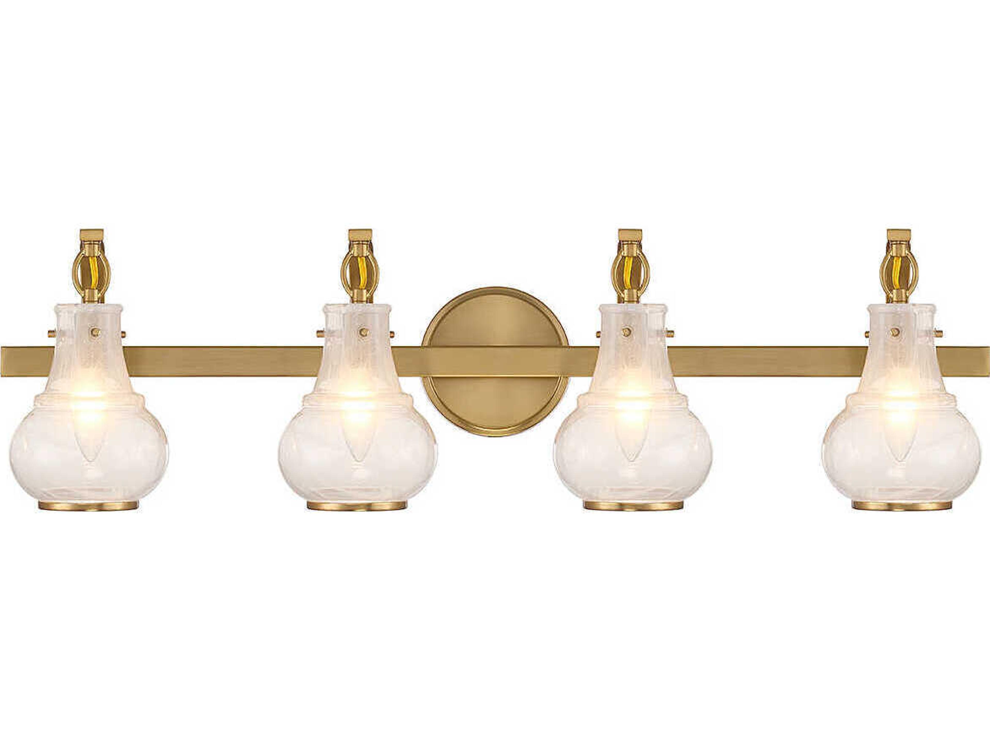 Adams 4-Light Warm Brass Glass Vanity Light
