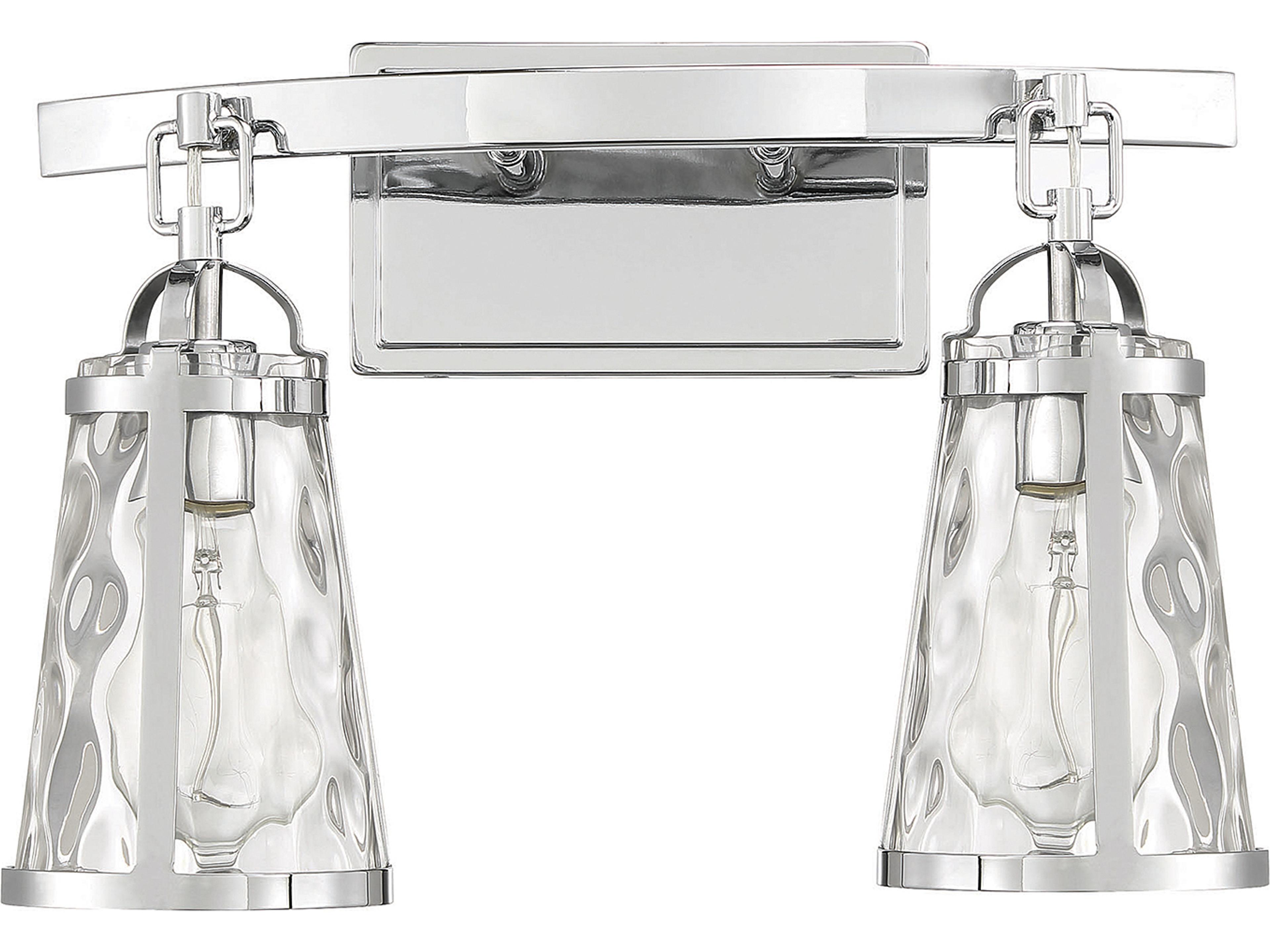 Savoy House Albany 2-Light Polished Chrome Glass Vanity Light