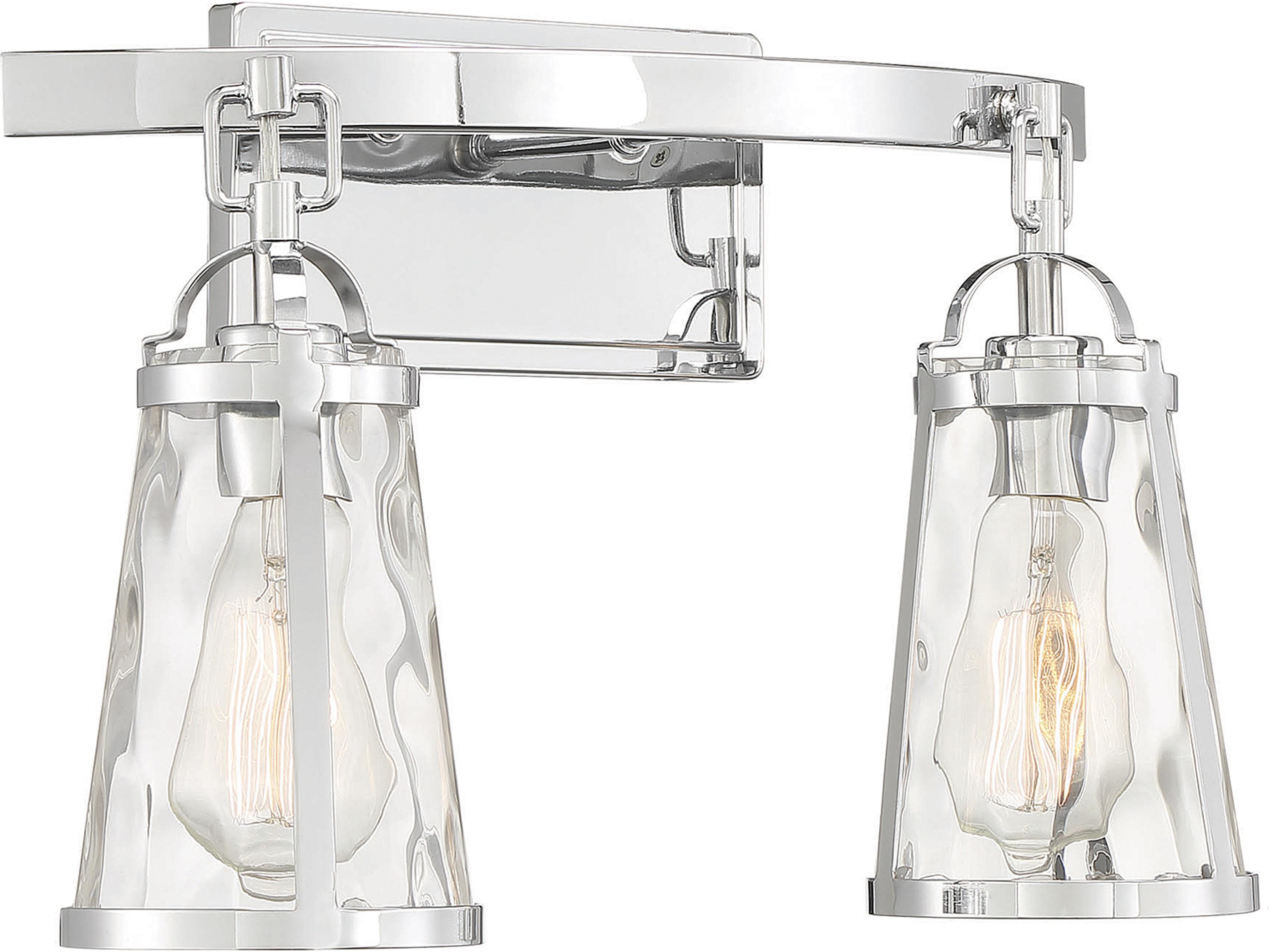 Savoy House Albany 2-Light Polished Chrome Glass Vanity Light