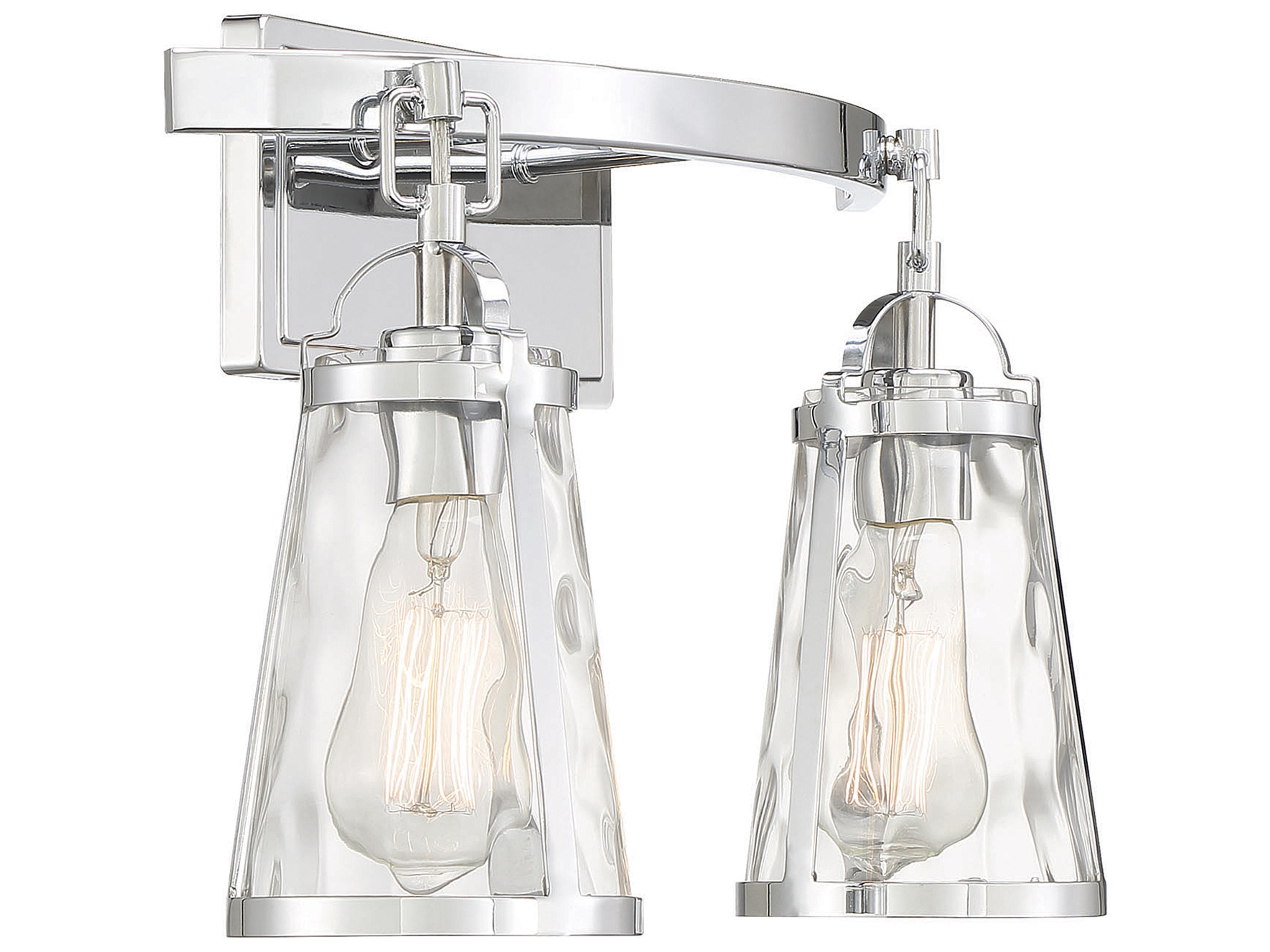 Savoy House Albany 2-Light Polished Chrome Glass Vanity Light