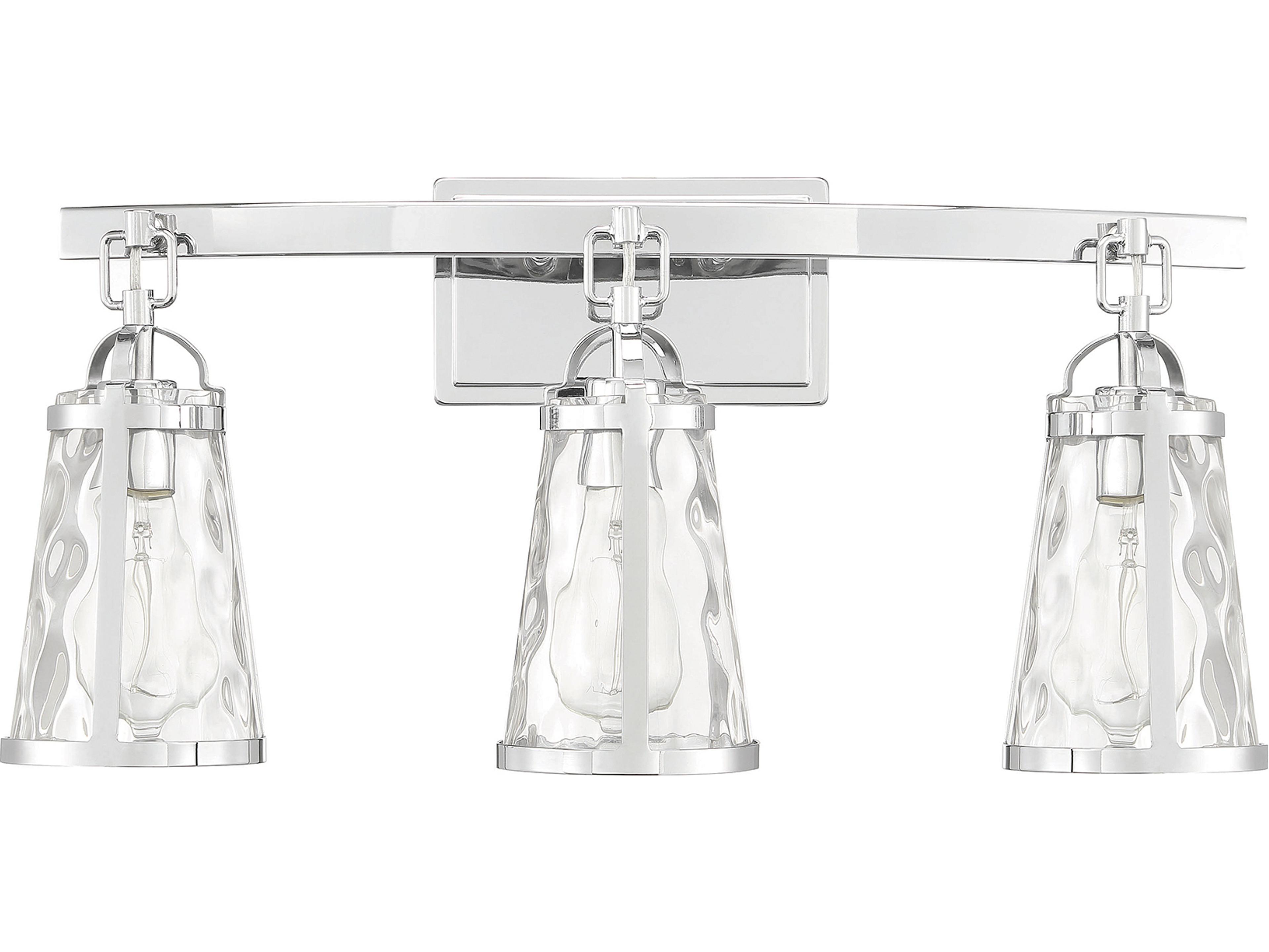 Savoy House Albany 3-Light Polished Chrome Glass Vanity Light