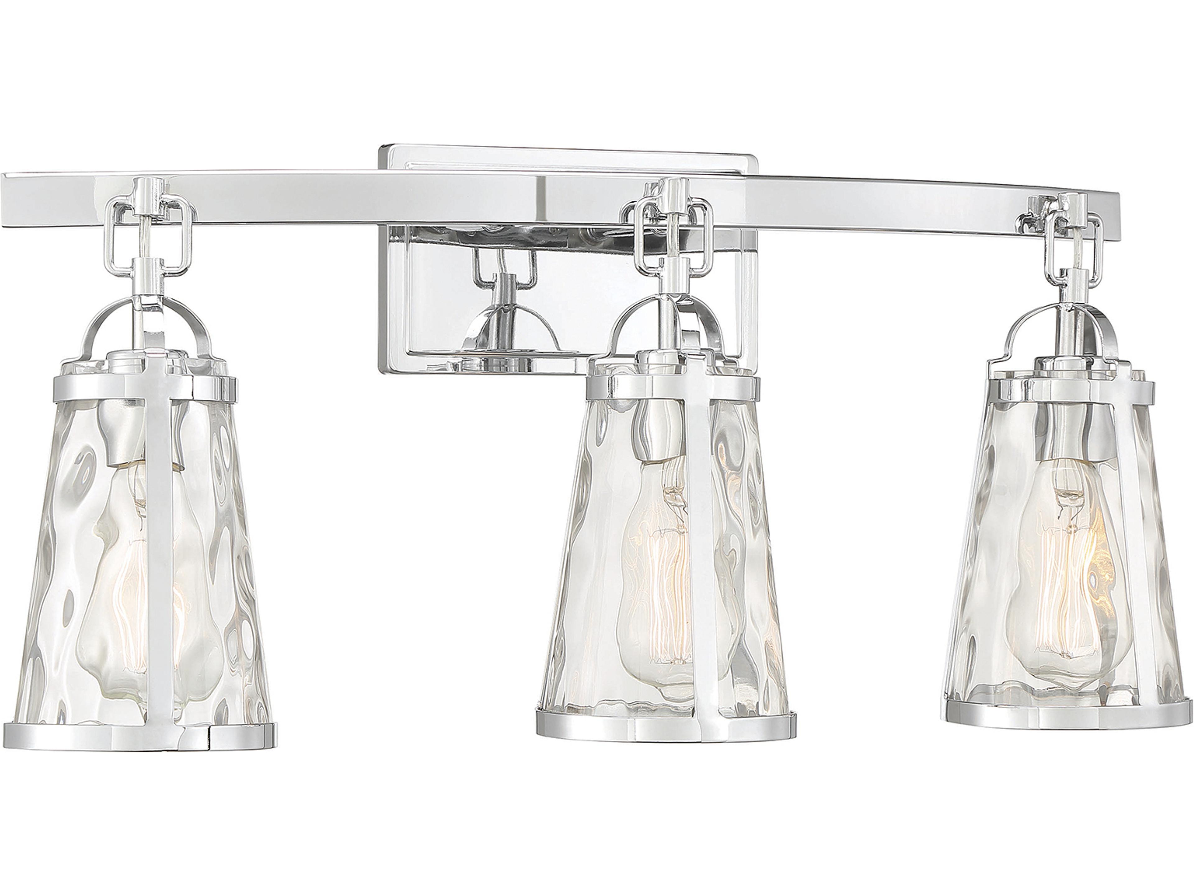 Savoy House Albany 3-Light Polished Chrome Glass Vanity Light