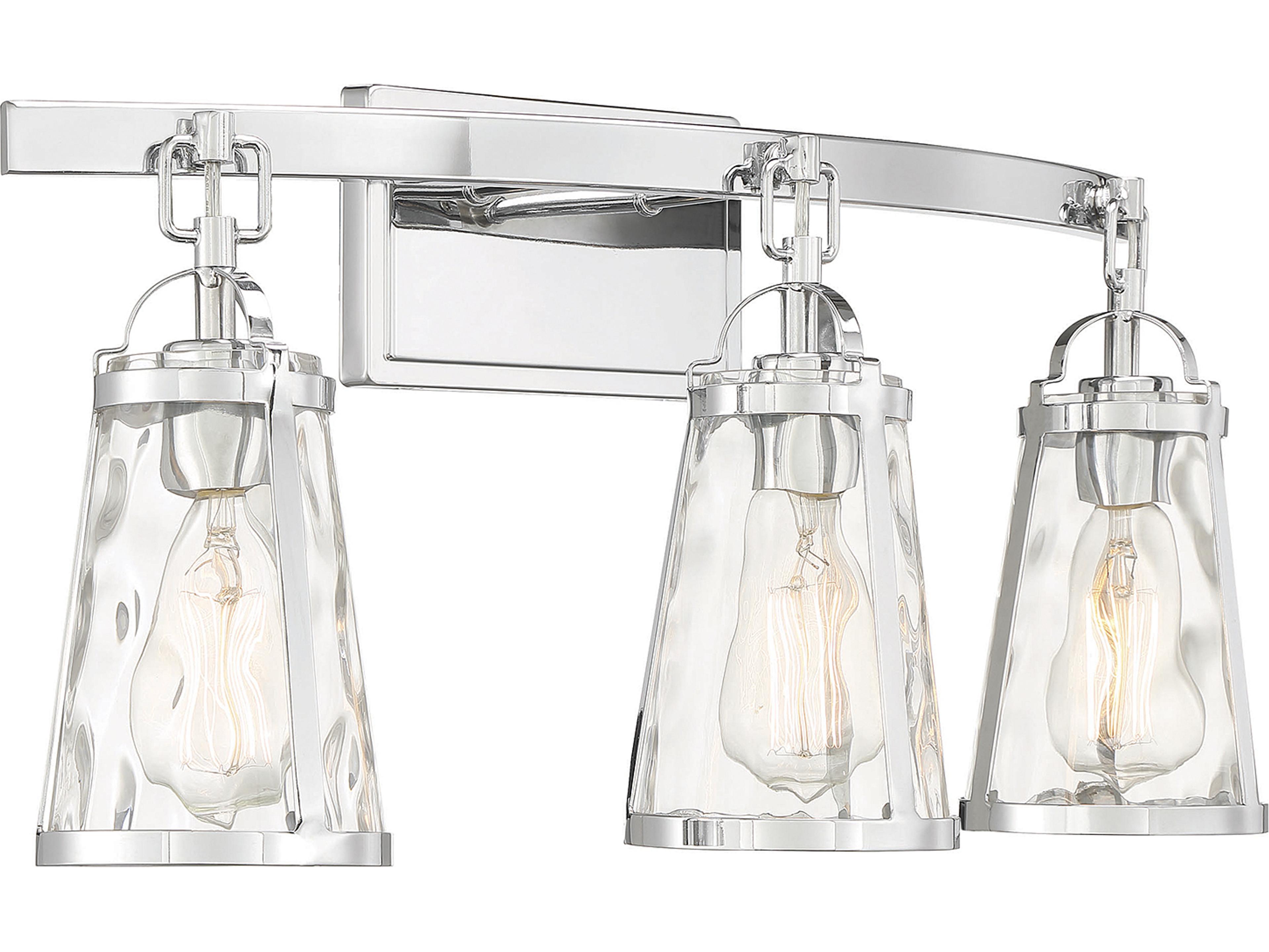 Savoy House Albany 3-Light Polished Chrome Glass Vanity Light