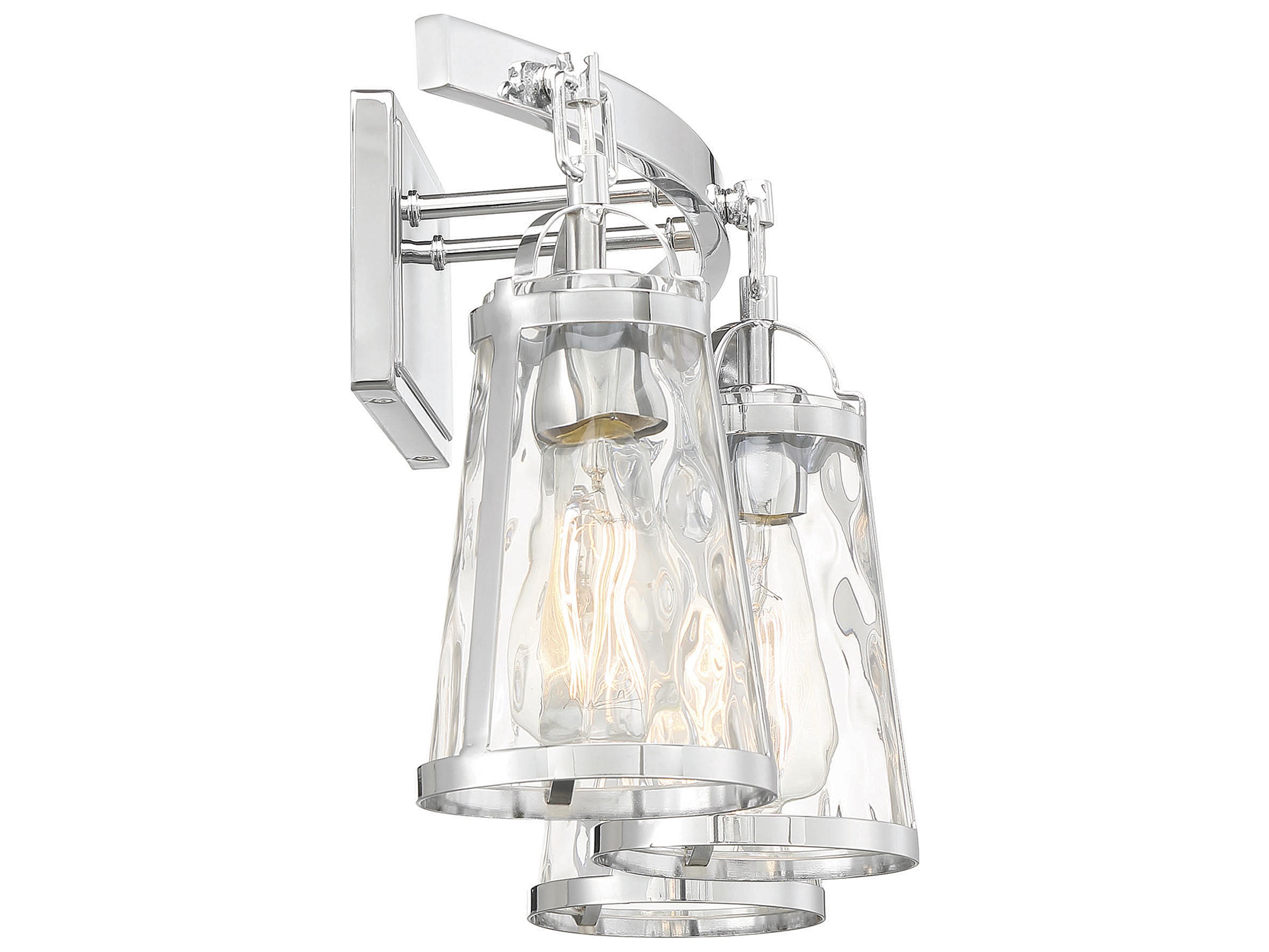 Savoy House Albany 3-Light Polished Chrome Glass Vanity Light