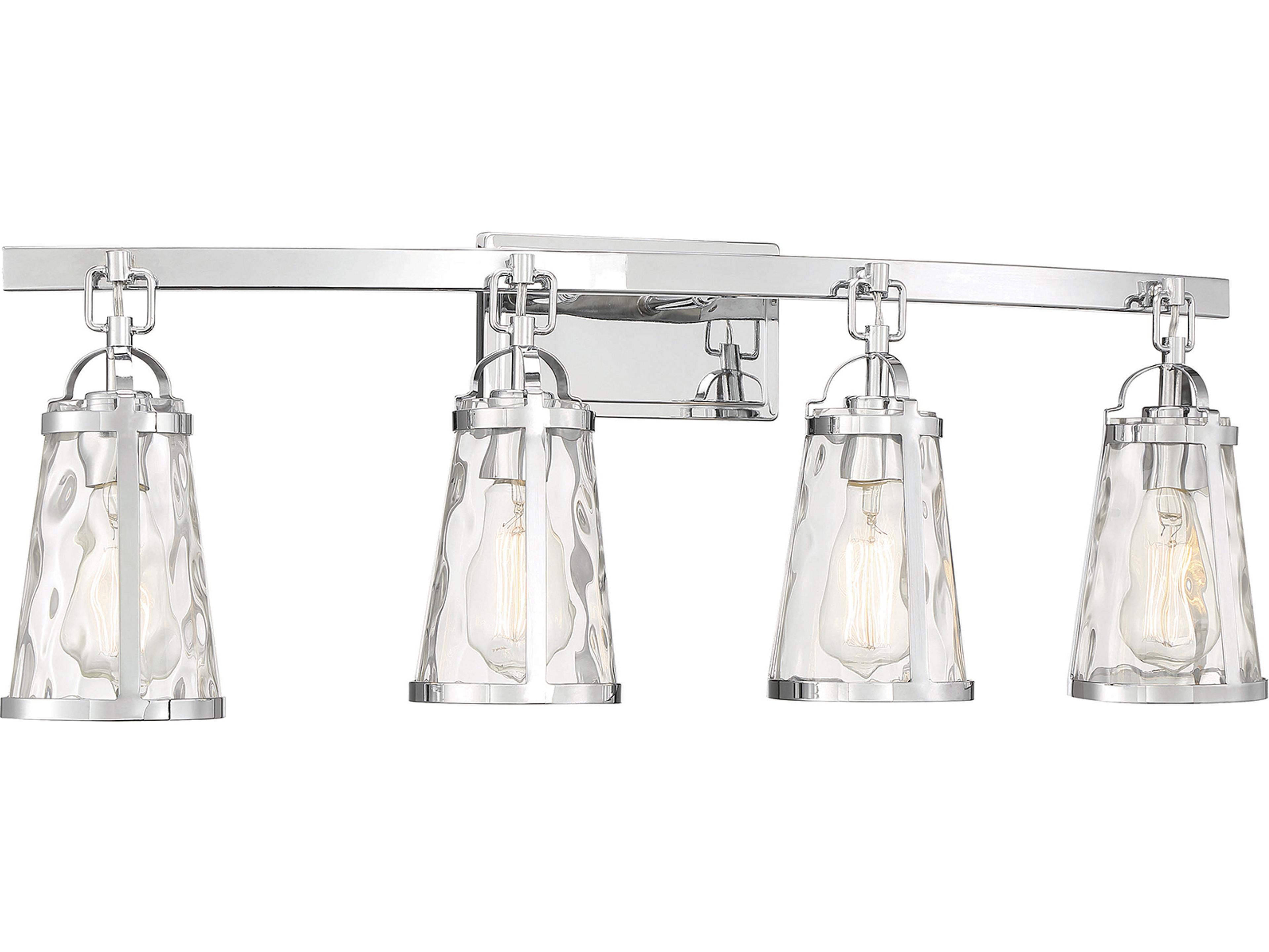 Savoy House Albany 4-Light Polished Chrome Glass Vanity Light