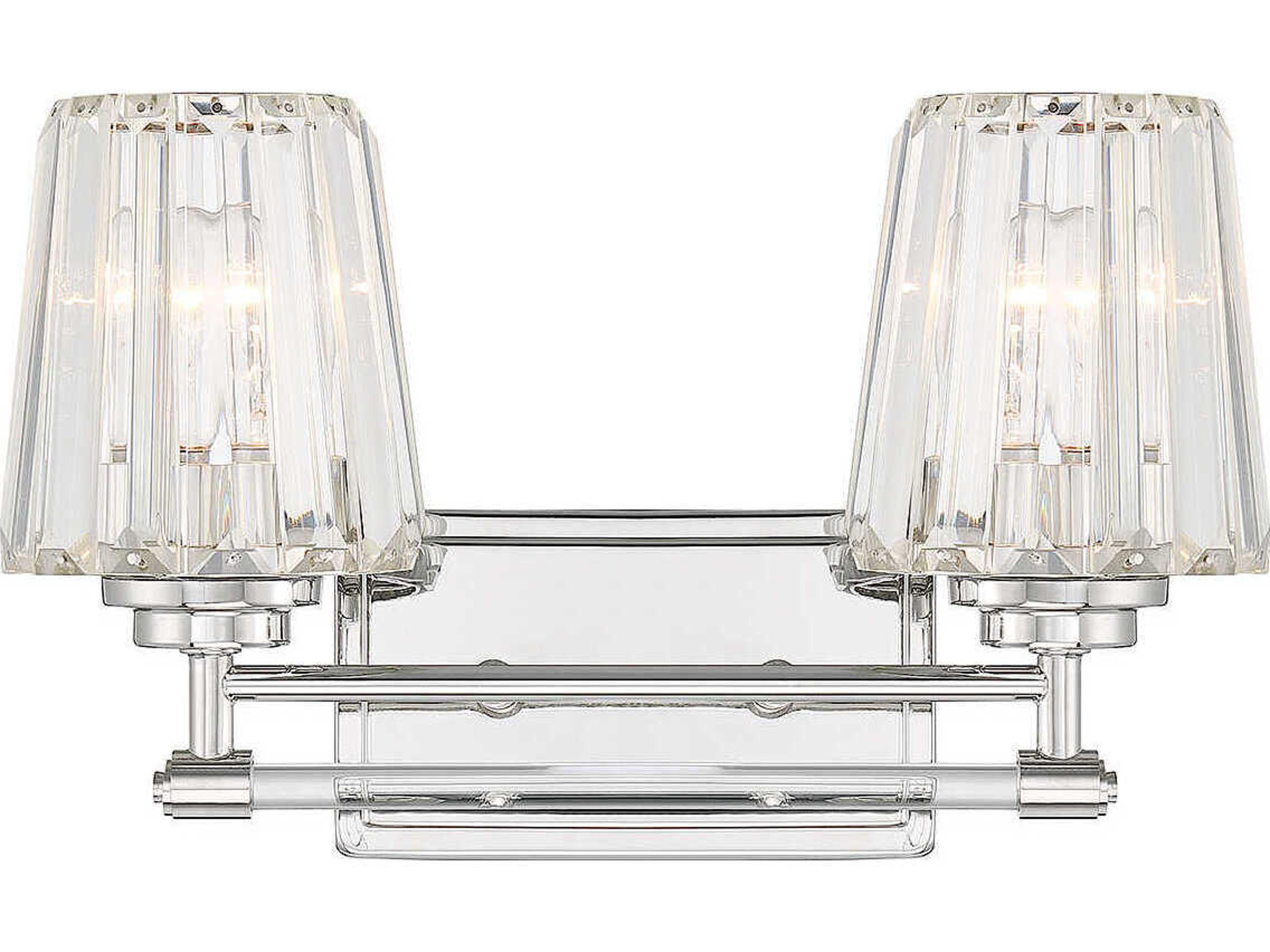 Garnet 2-Light Polished Nickel Crystal Vanity Light