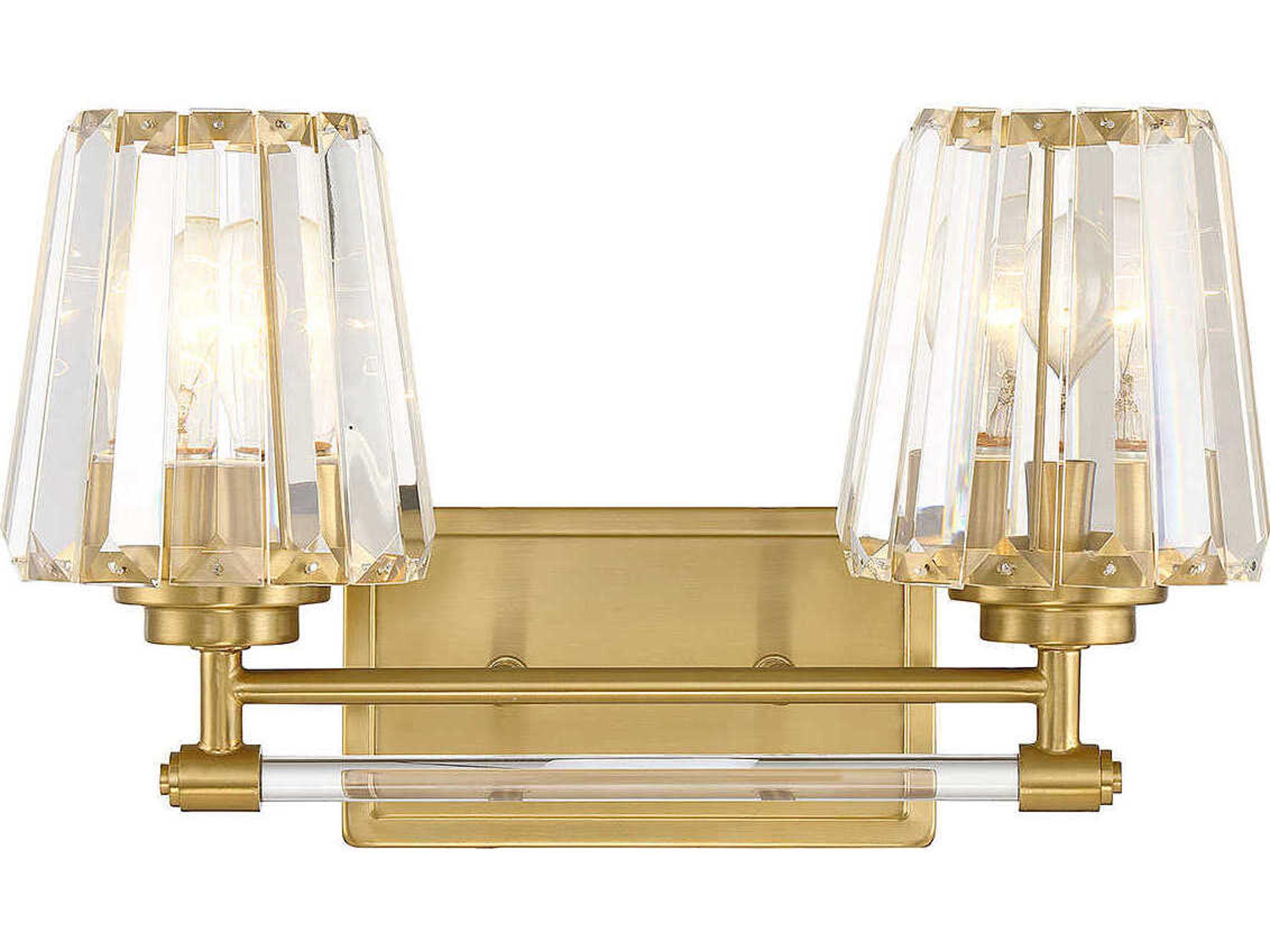 Garnet 2-Light Warm Brass Crystal Vanity Light
