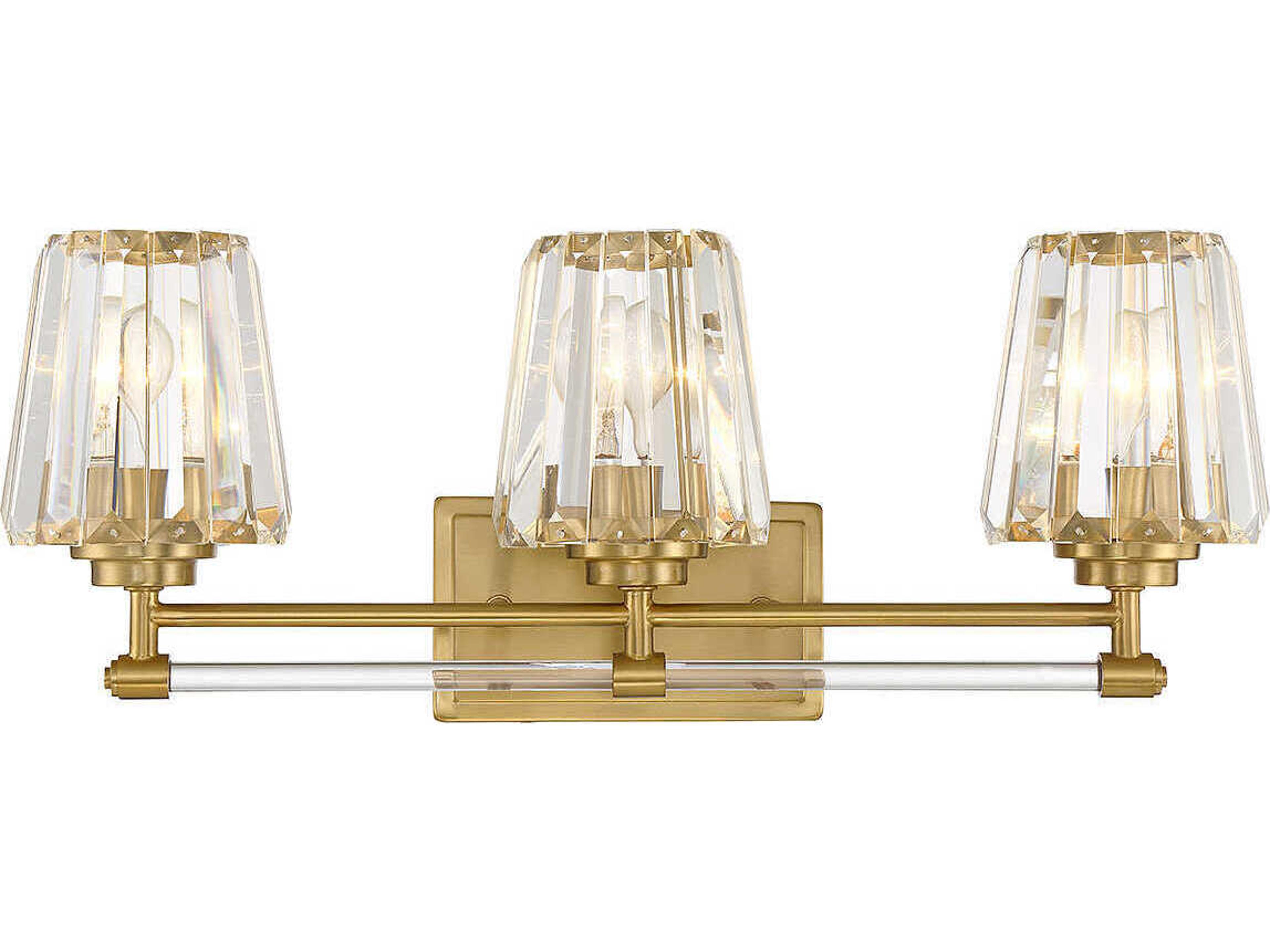 Garnet 3-Light Warm Brass Crystal Vanity Light