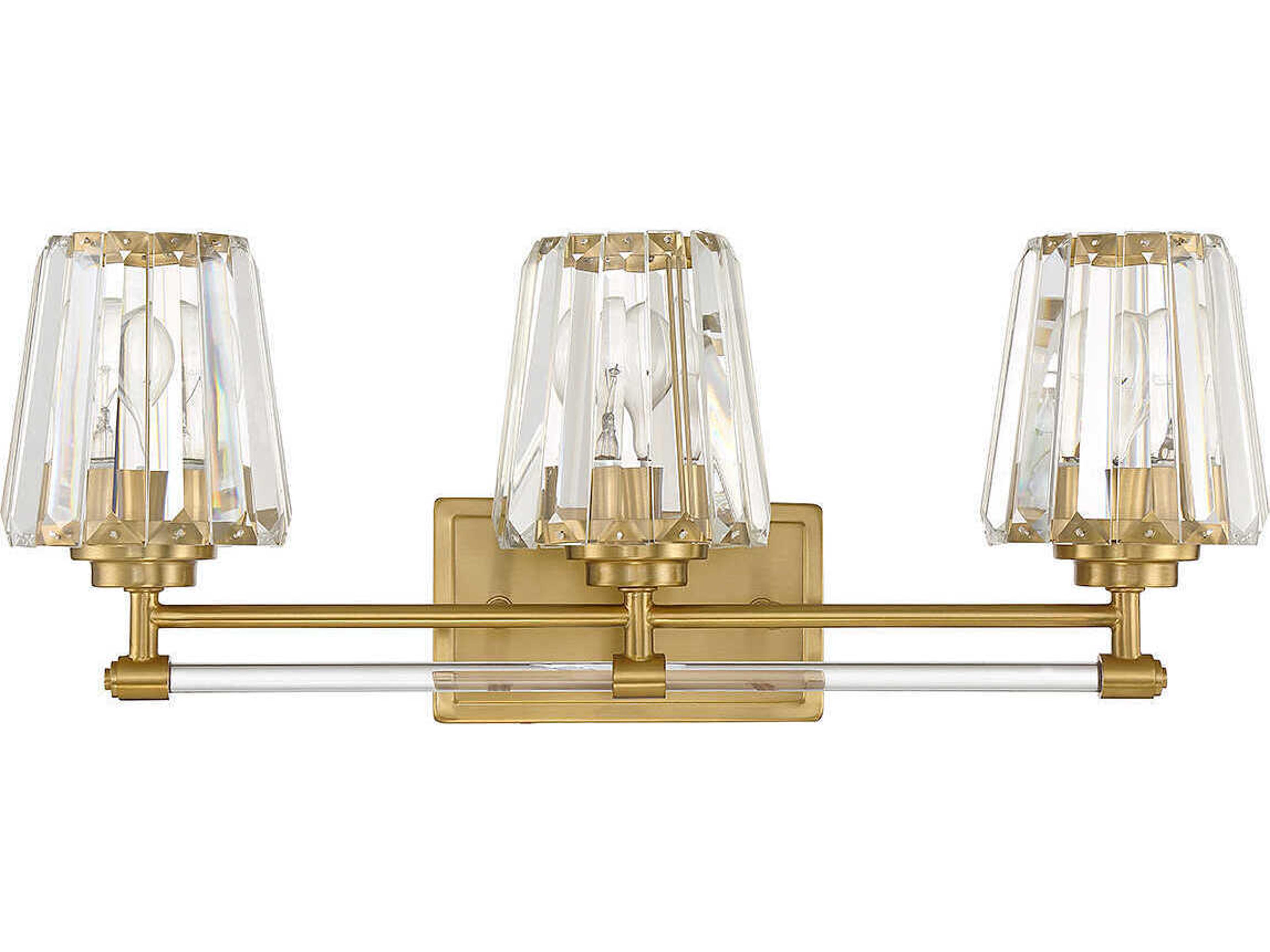 Savoy House Garnet 3-Light Warm Brass Crystal Vanity Light