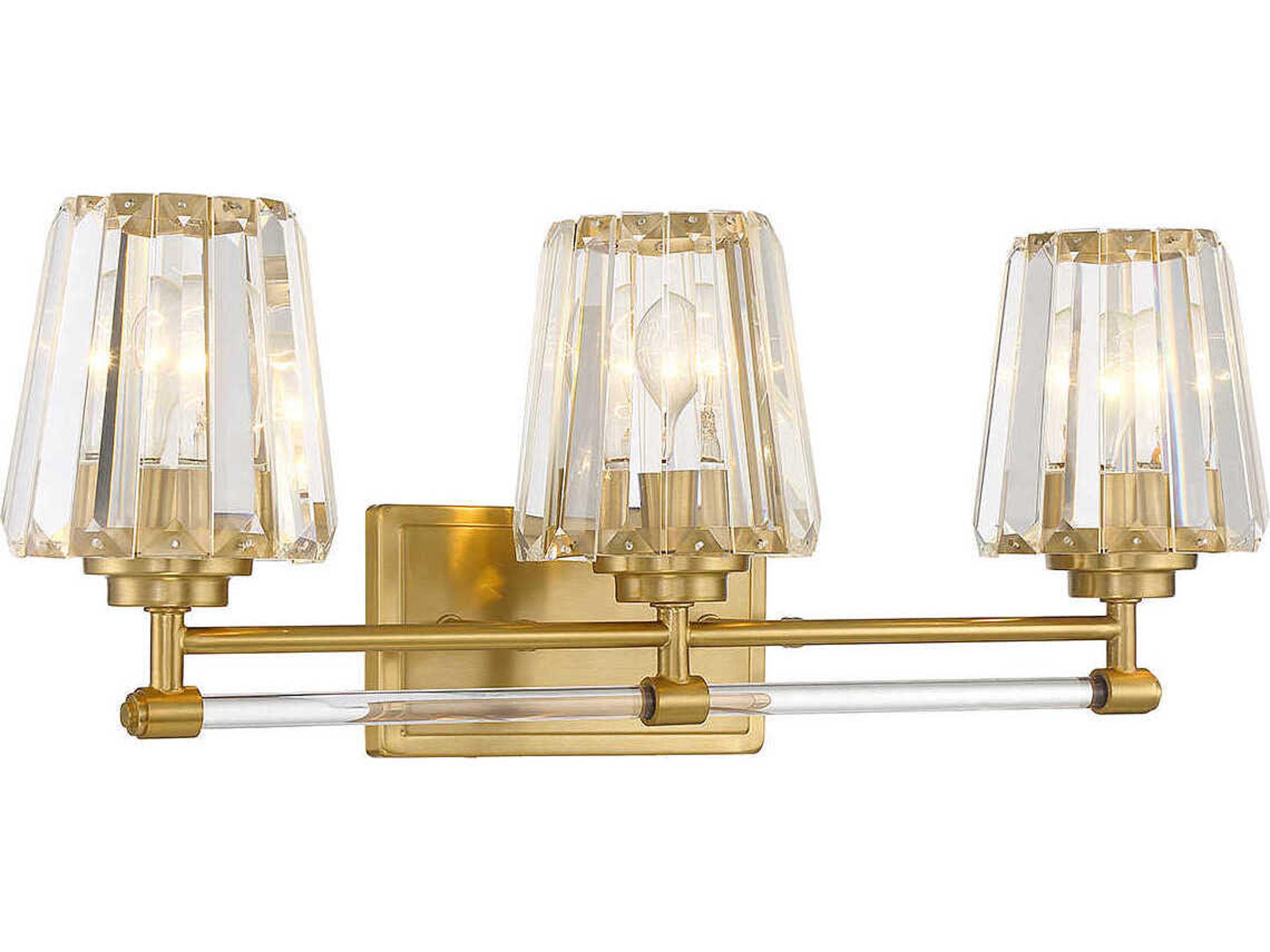 Savoy House Garnet 3-Light Warm Brass Crystal Vanity Light