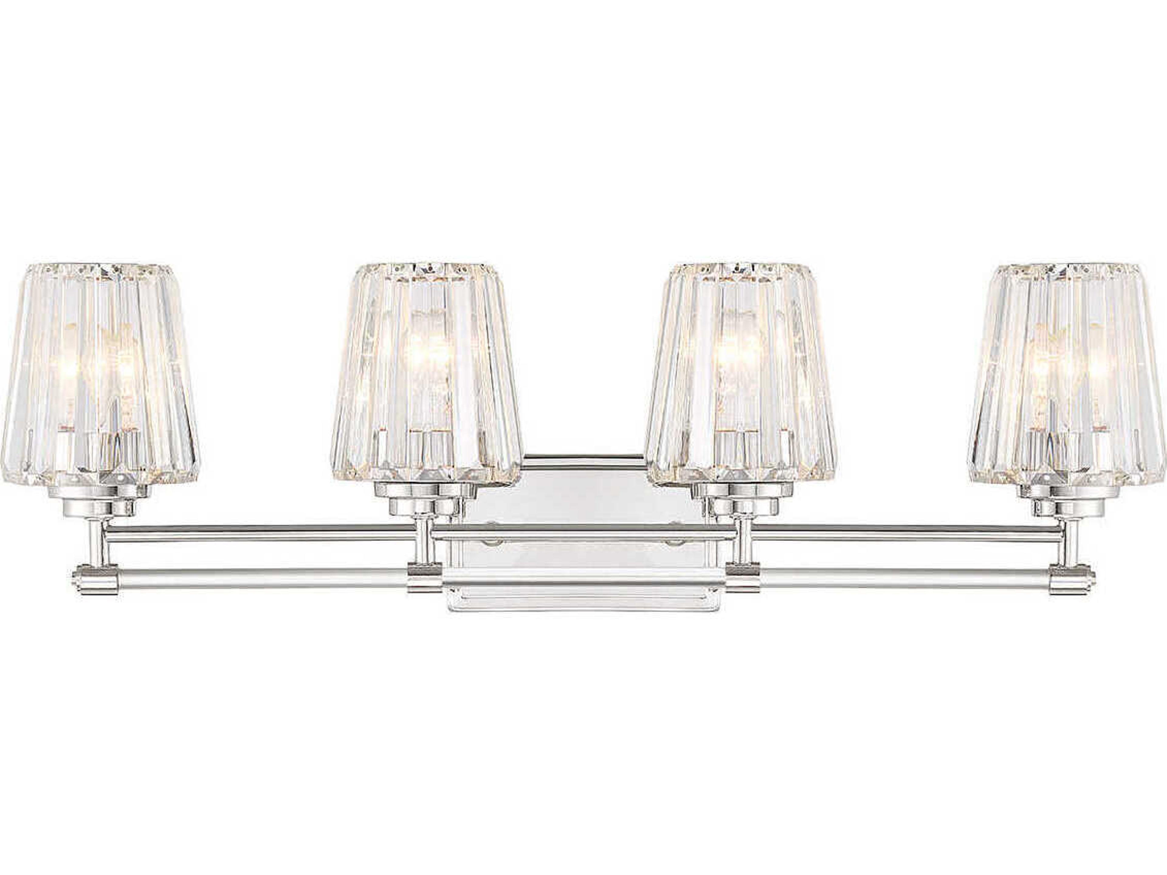 Garnet 4-Light Polished Nickel Chrome Crystal Vanity Light