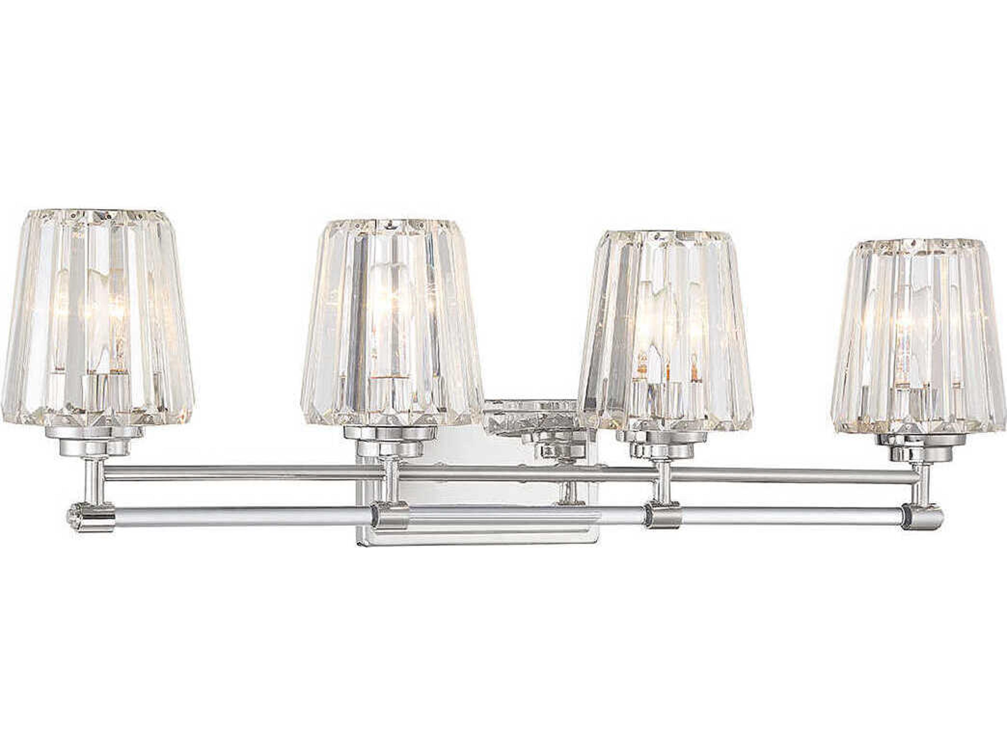 Savoy House Garnet 4-Light Polished Nickel Chrome Crystal Vanity Light