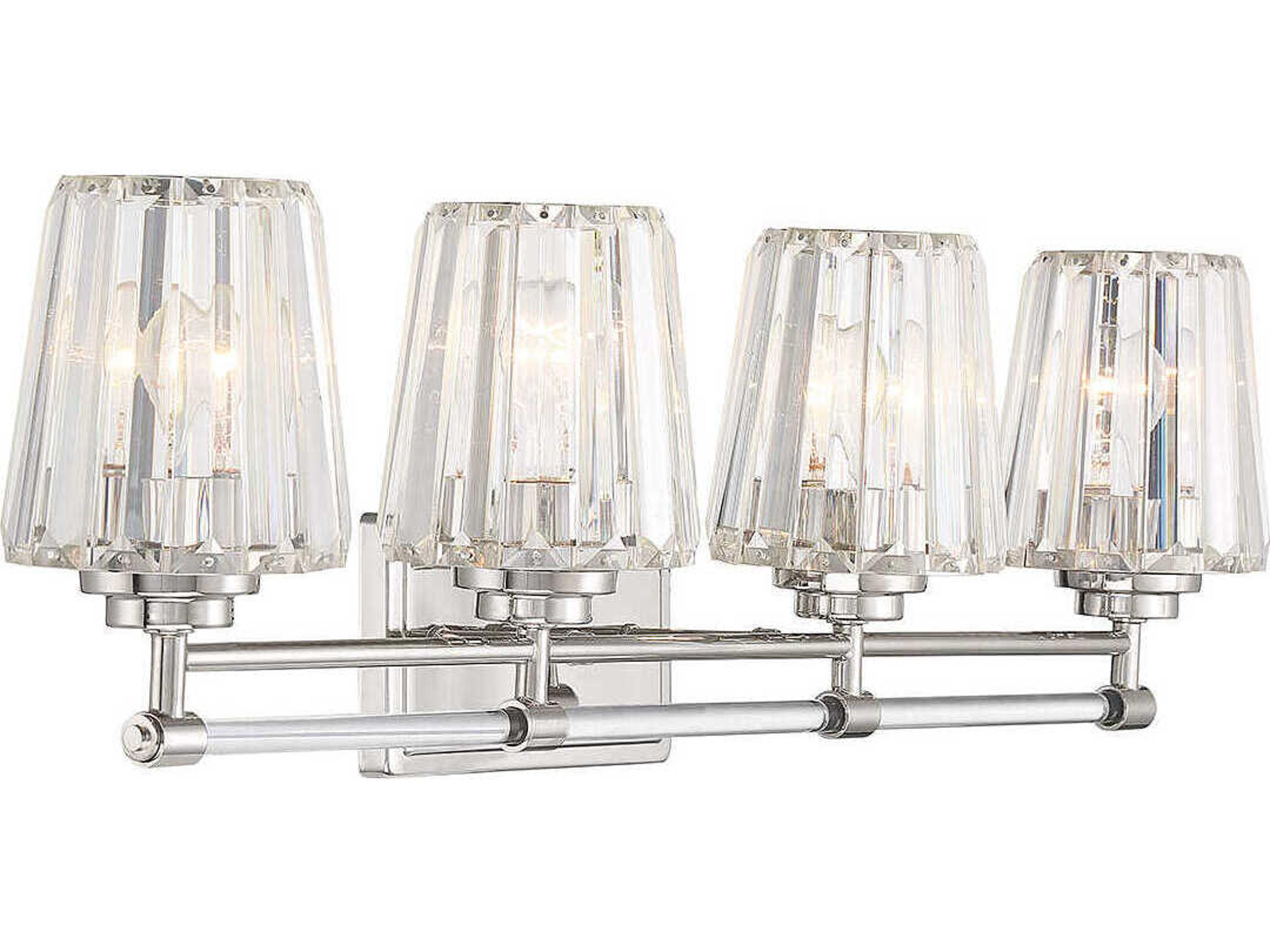 Savoy House Garnet 4-Light Polished Nickel Chrome Crystal Vanity Light
