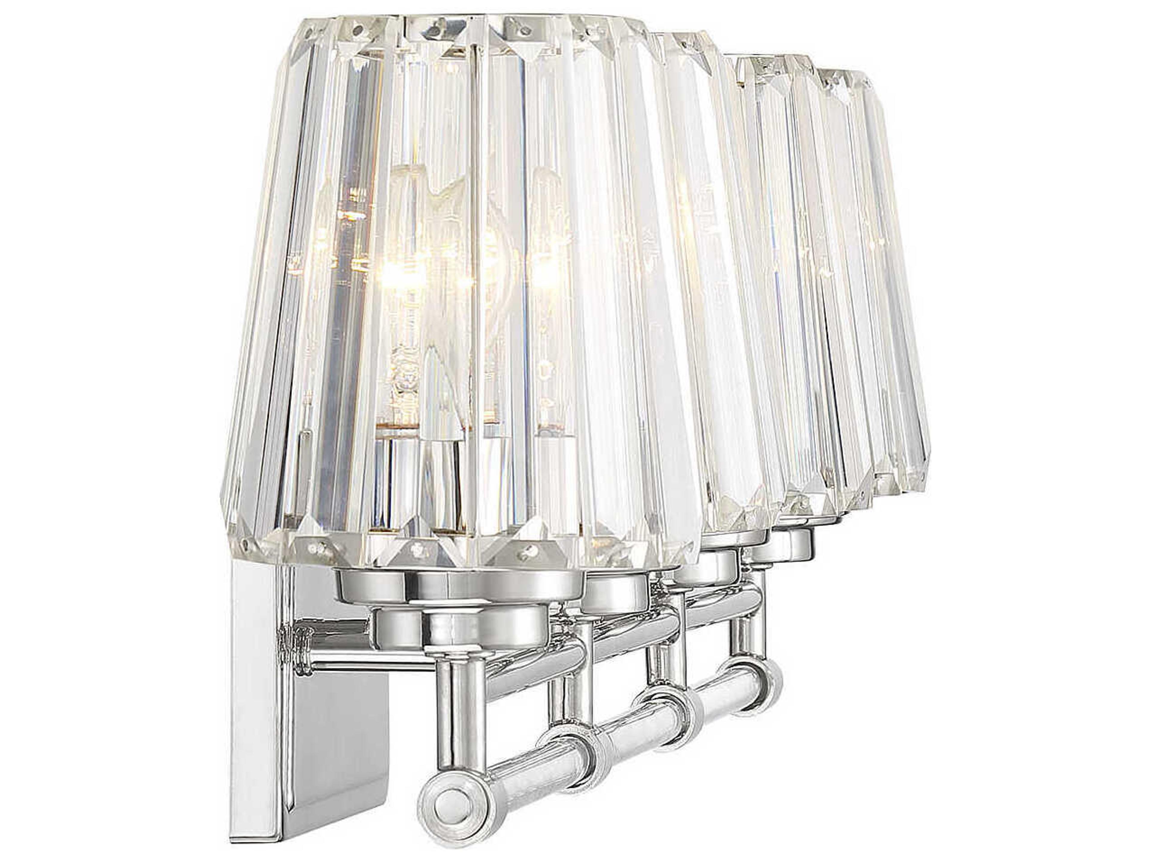 Savoy House Garnet 4-Light Polished Nickel Chrome Crystal Vanity Light