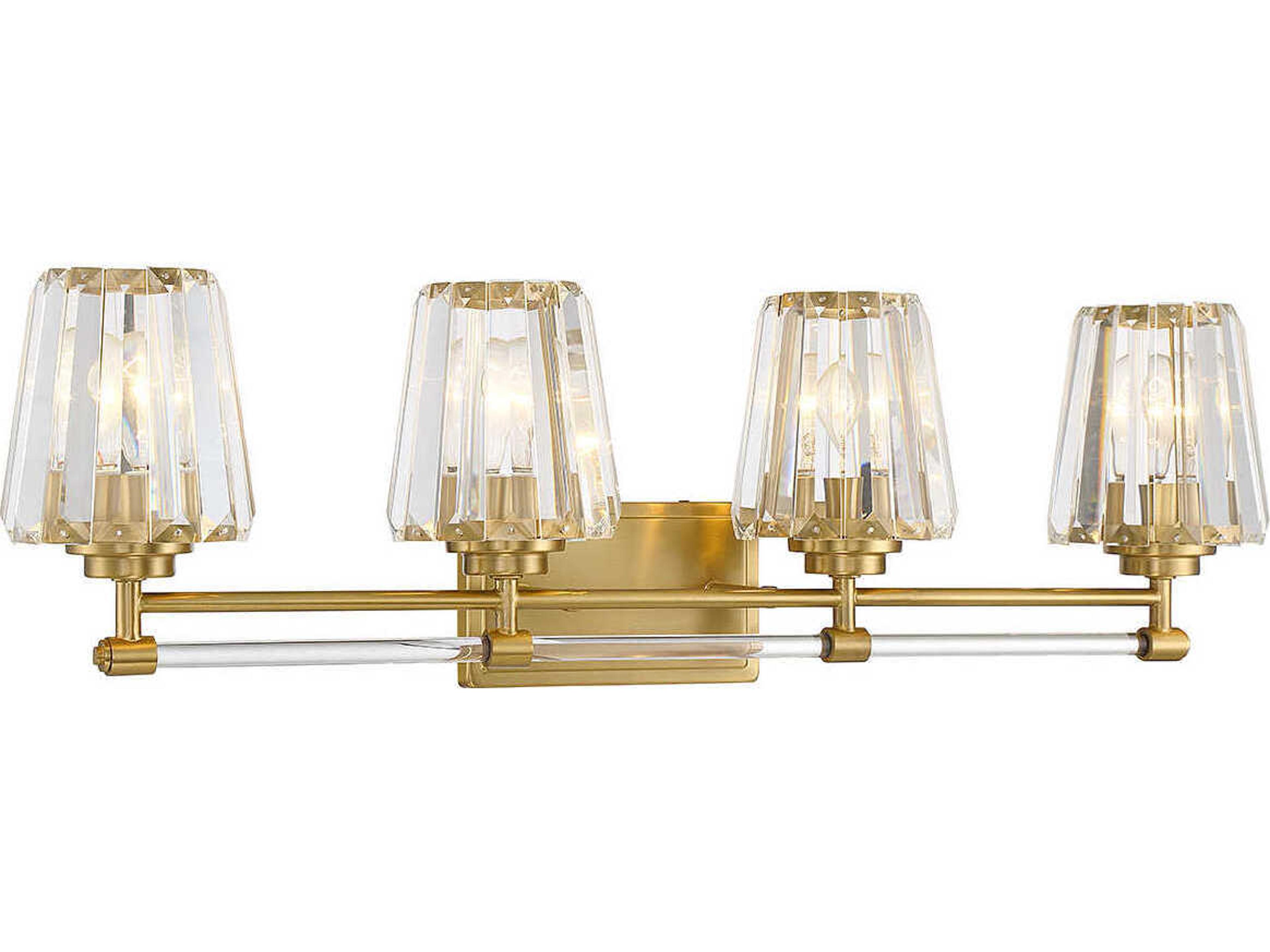 Savoy House Garnet 4-Light Warm Brass Crystal Vanity Light