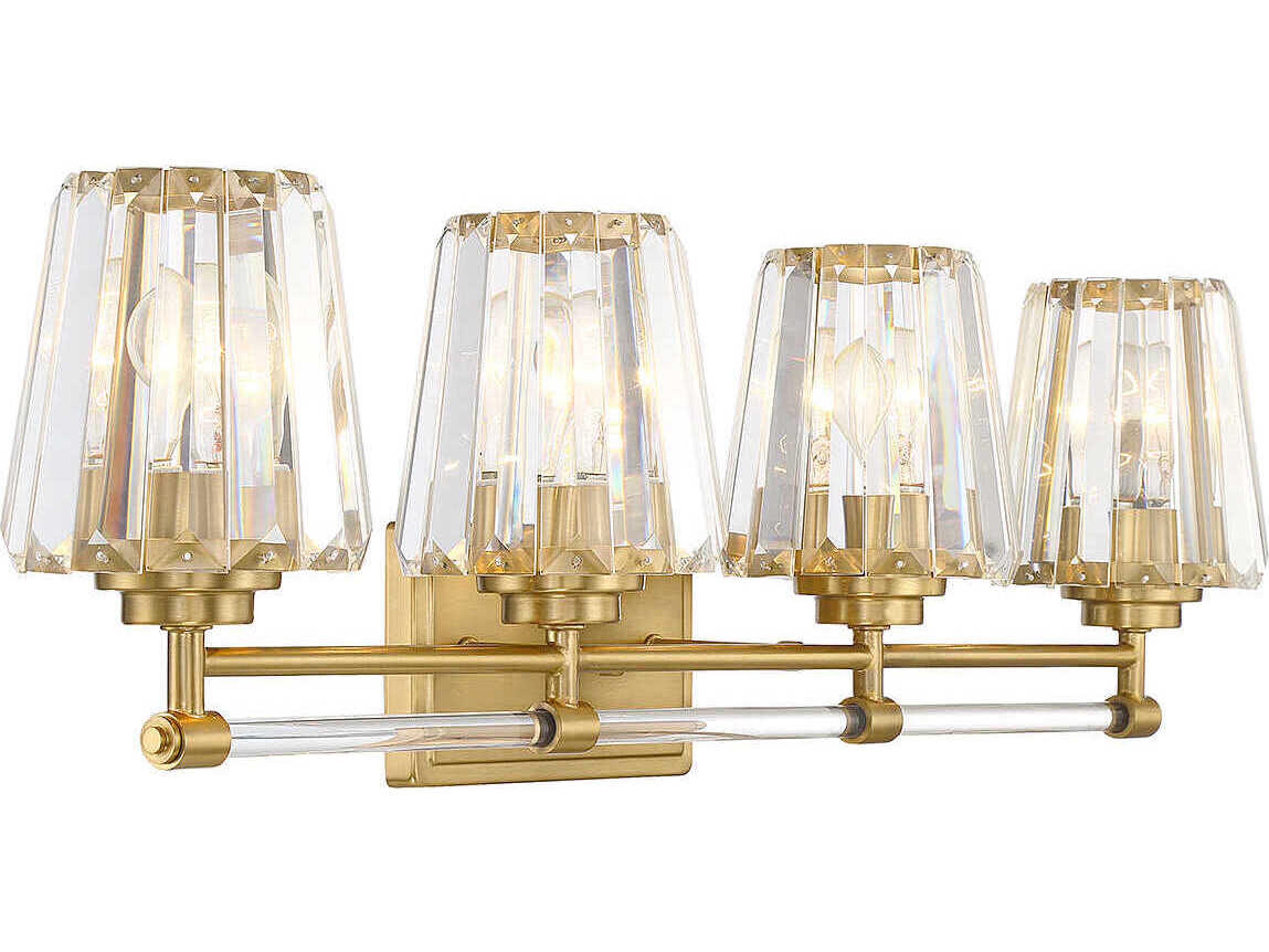 Savoy House Garnet 4-Light Warm Brass Crystal Vanity Light