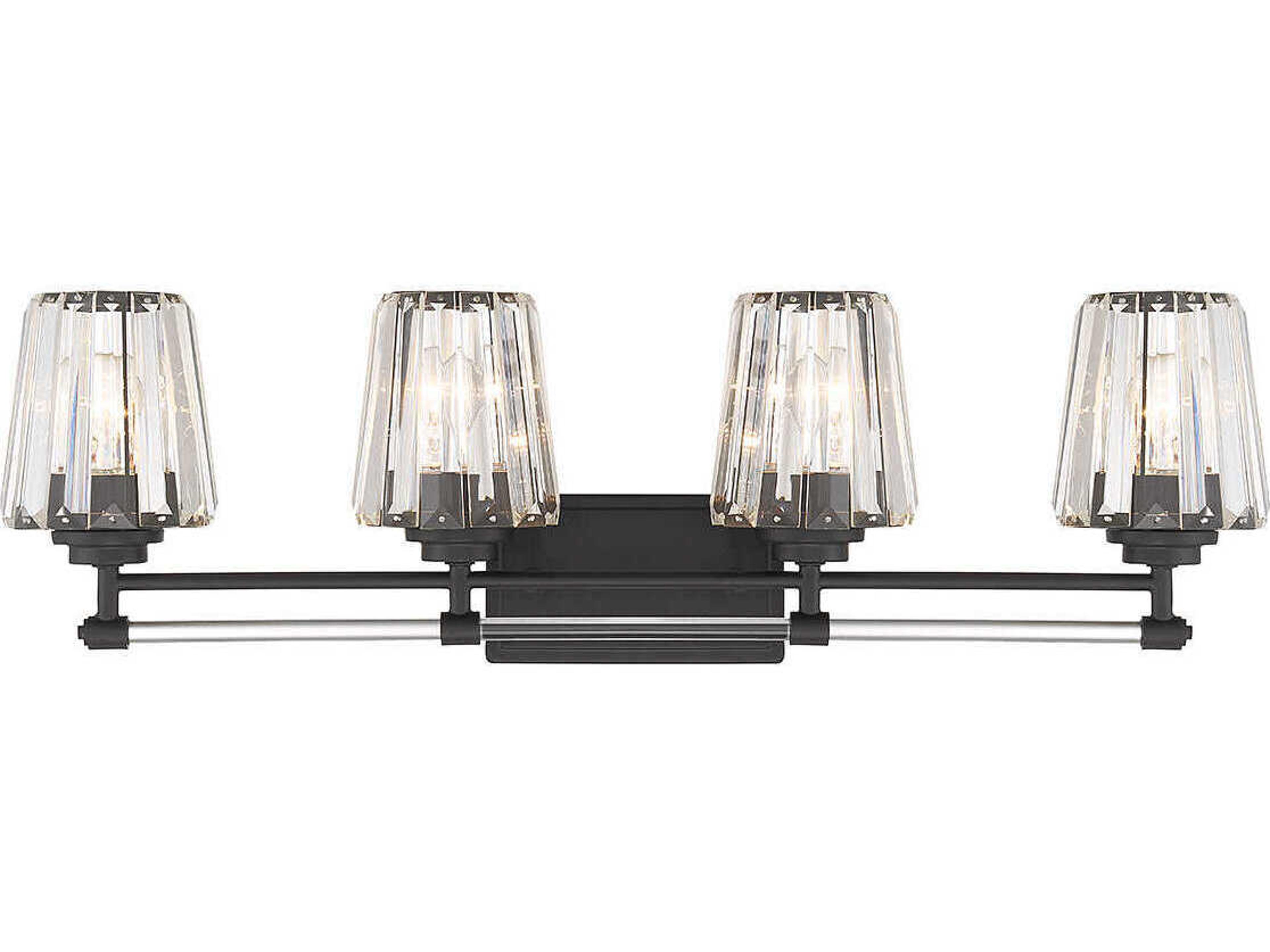 Garnet 4-Light Matte Black Crystal Vanity Light