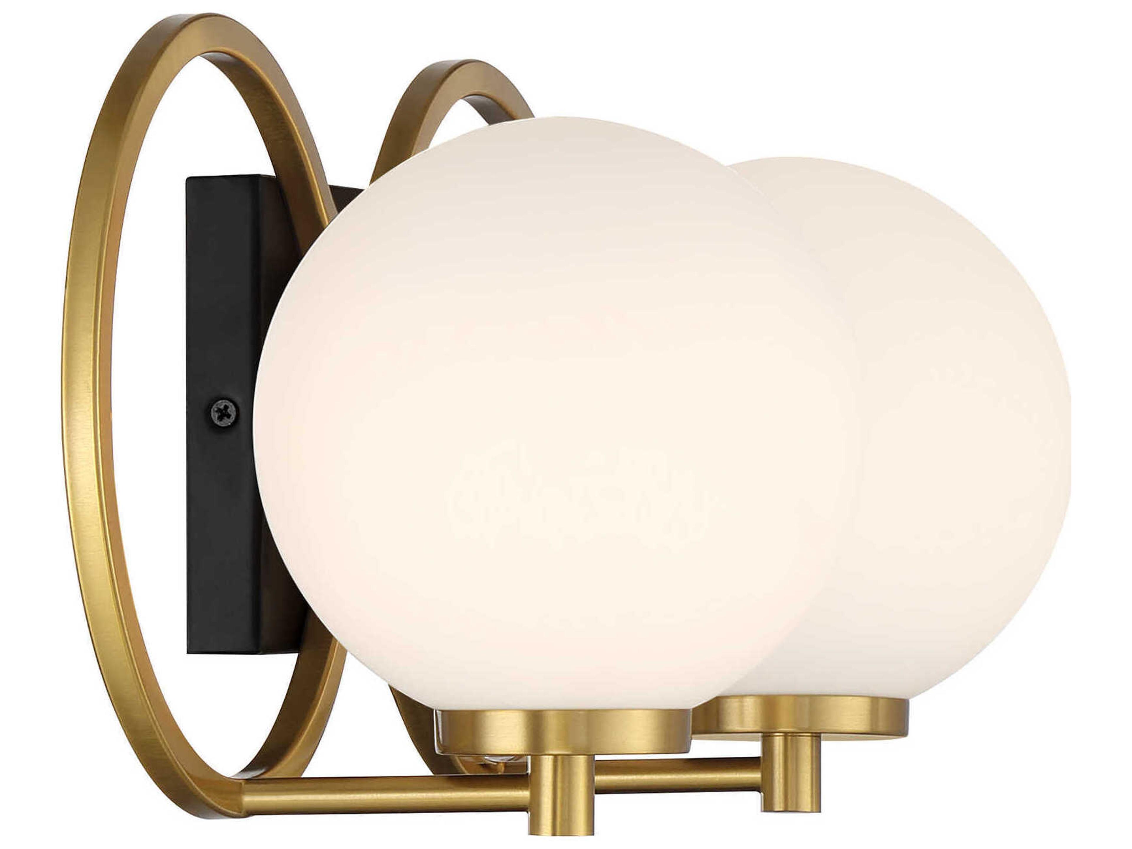 Savoy House Alhambra 2-Light Matte Black Warm Brass Vanity Light