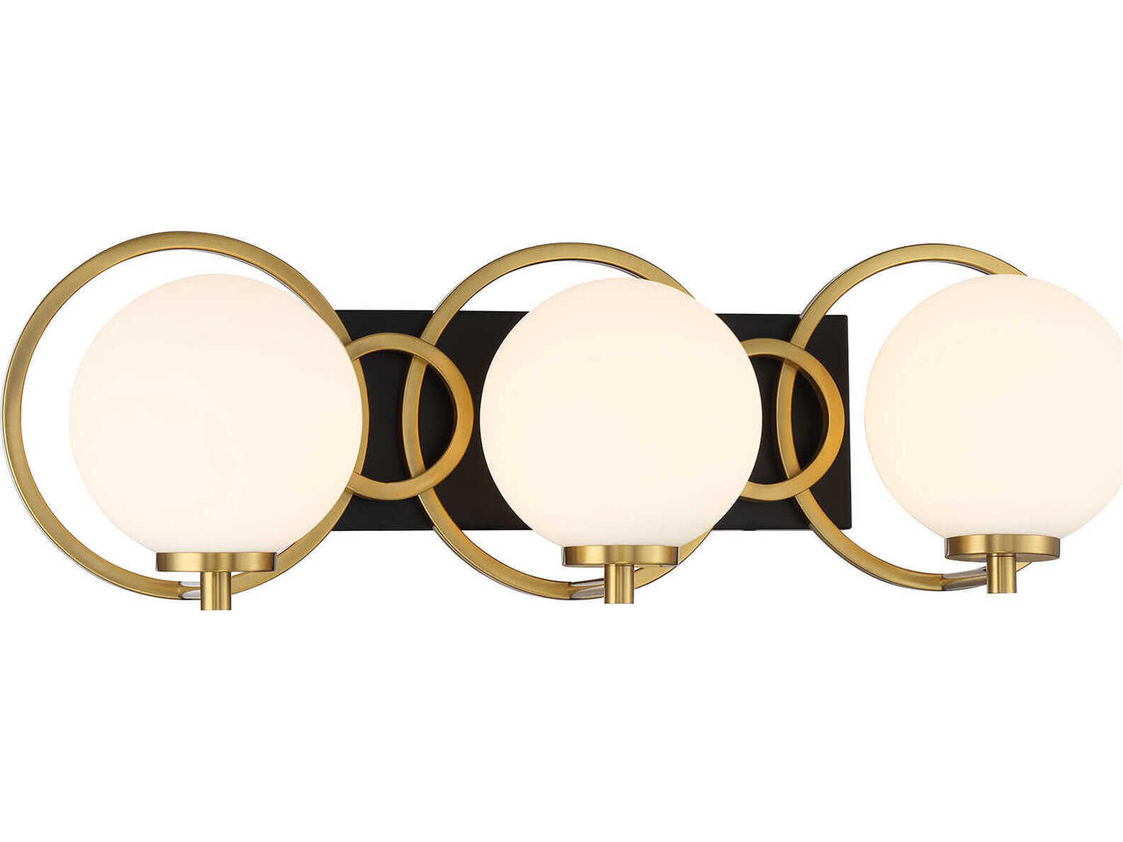 Savoy House Alhambra 3-Light Matte Black Warm Brass Vanity Light