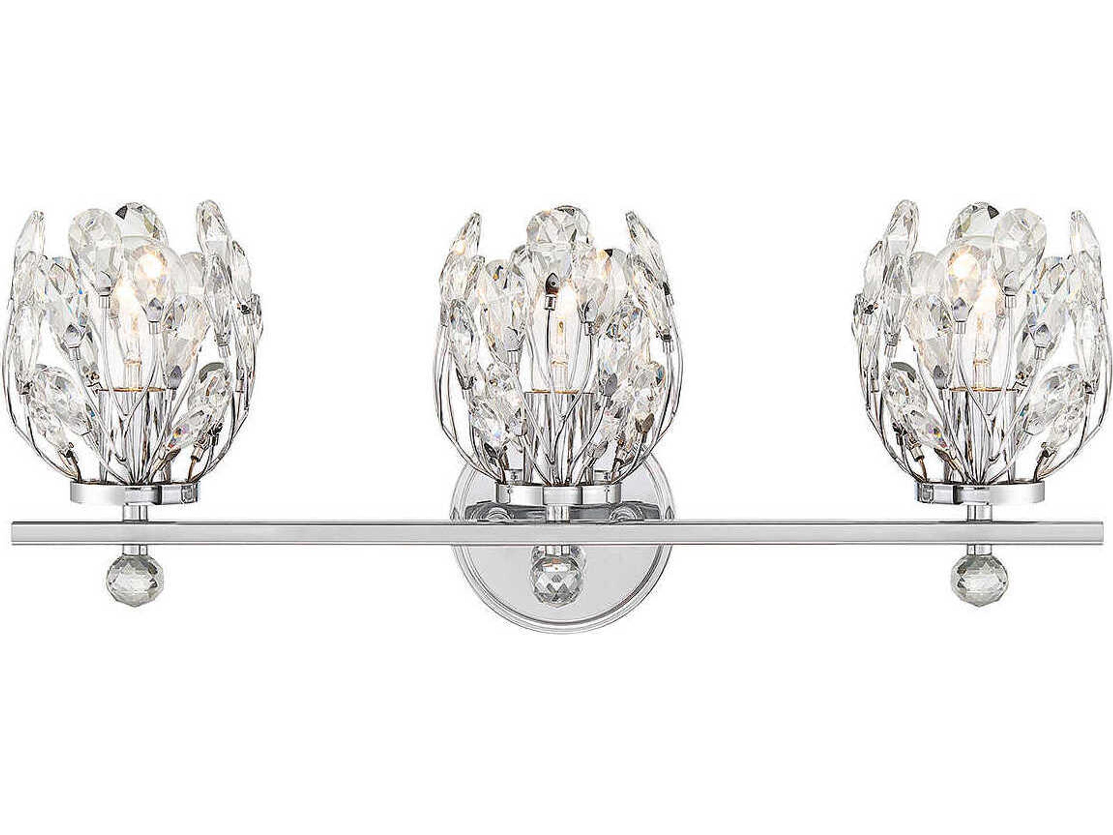Moreno 3-Light Chrome Crystal Vanity Light