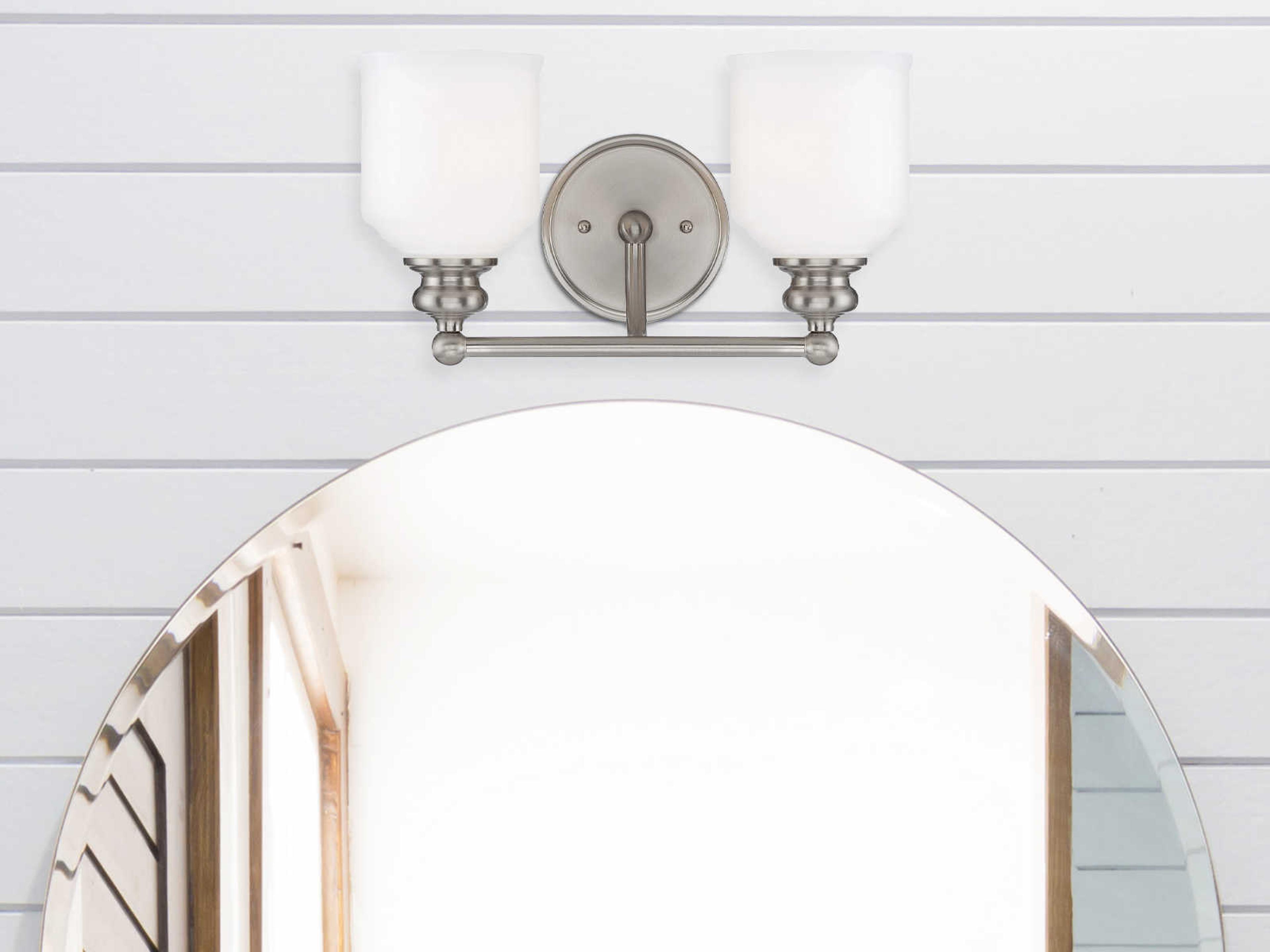 Savoy House Melrose 2-Light Satin Nickel Pewter Glass Vanity Light