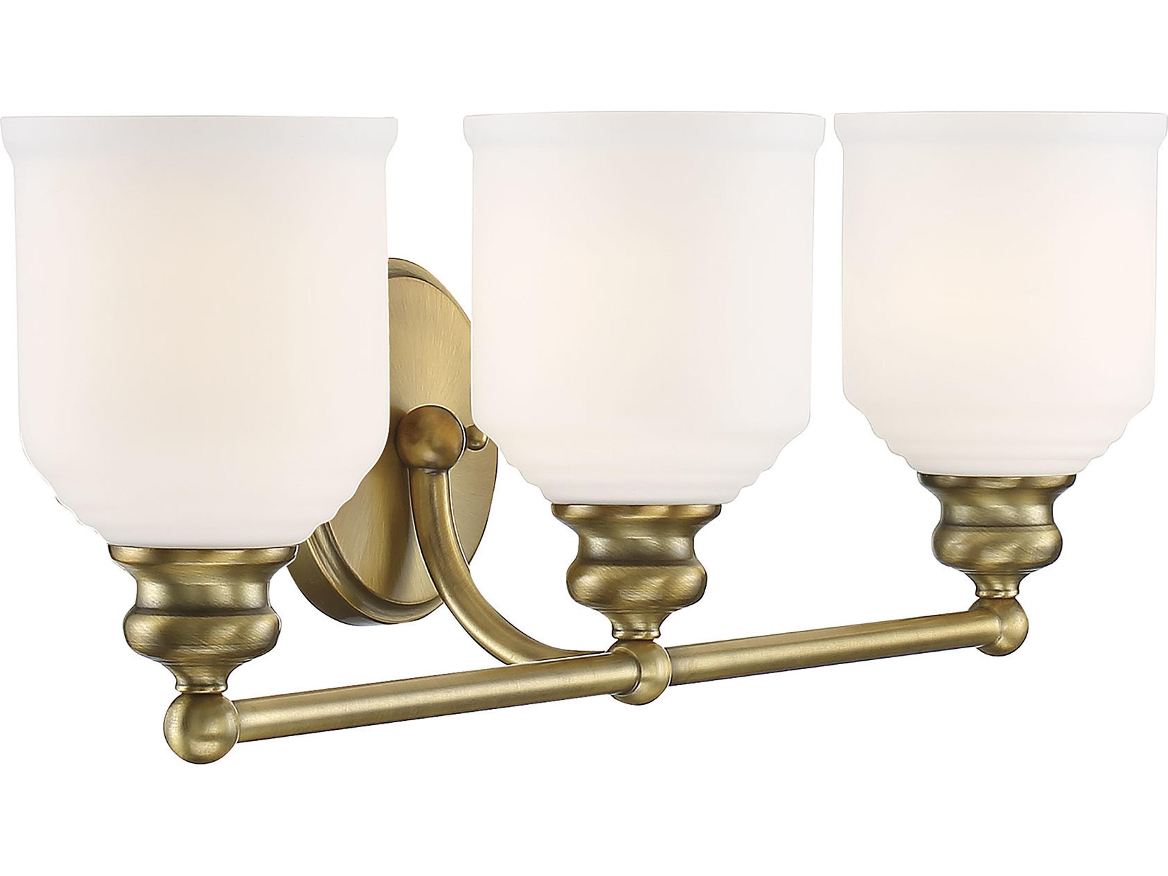 Savoy House Melrose 3-Light Warm Brass White Glass Vanity Light