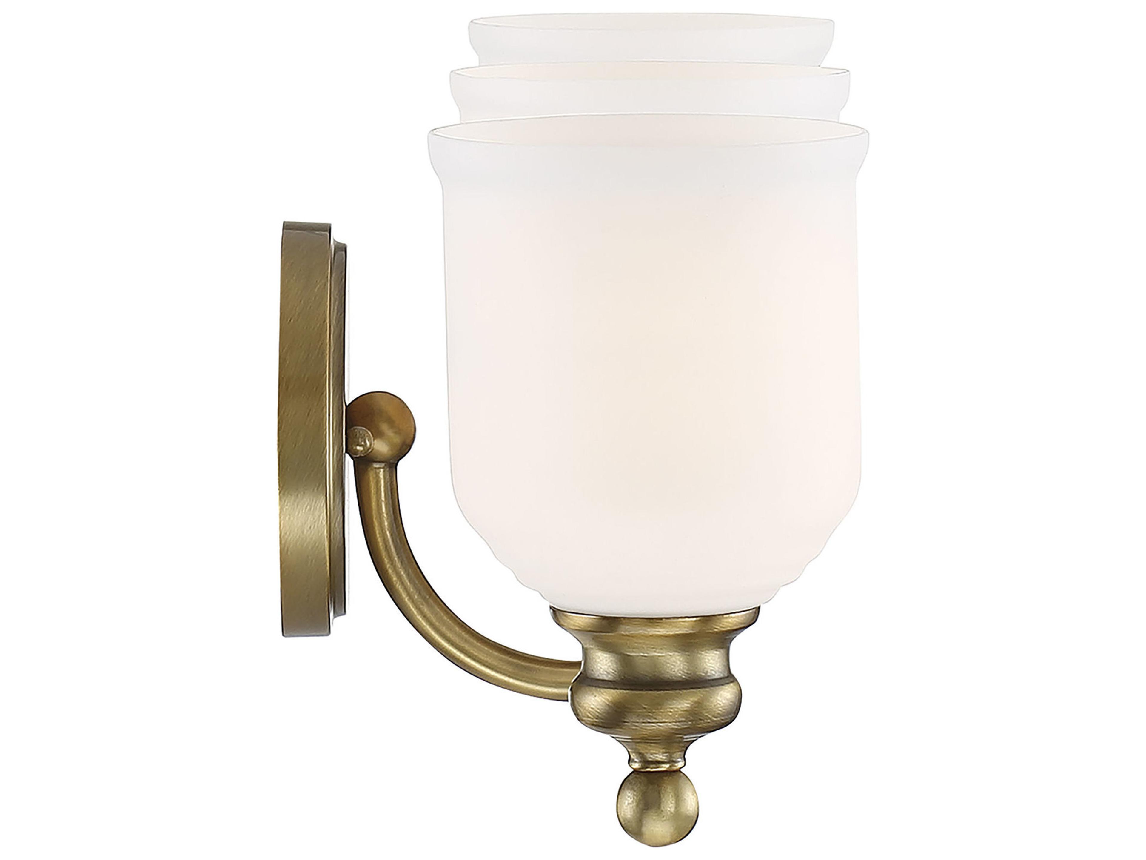 Savoy House Melrose 3-Light Warm Brass White Glass Vanity Light