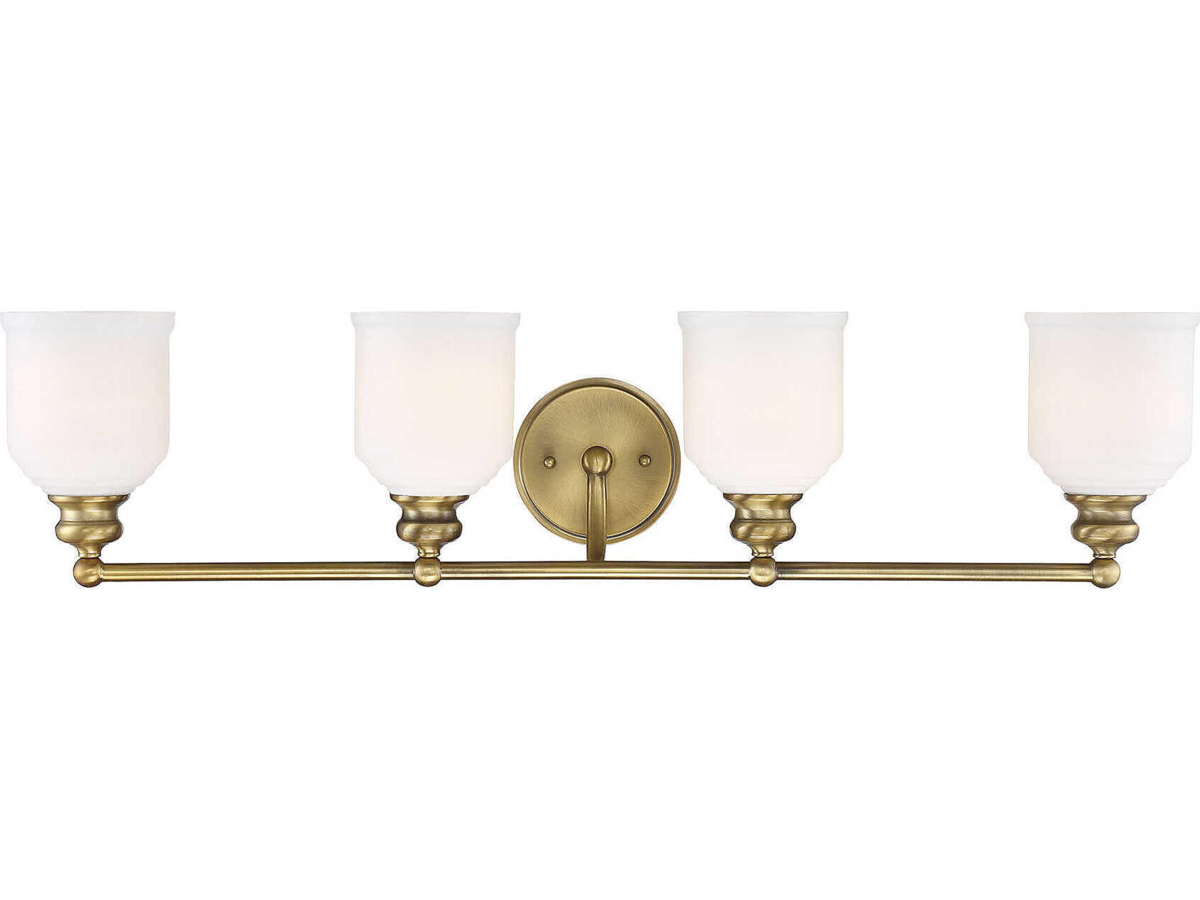 Melrose 4-Light Warm Brass Glass Vanity Light