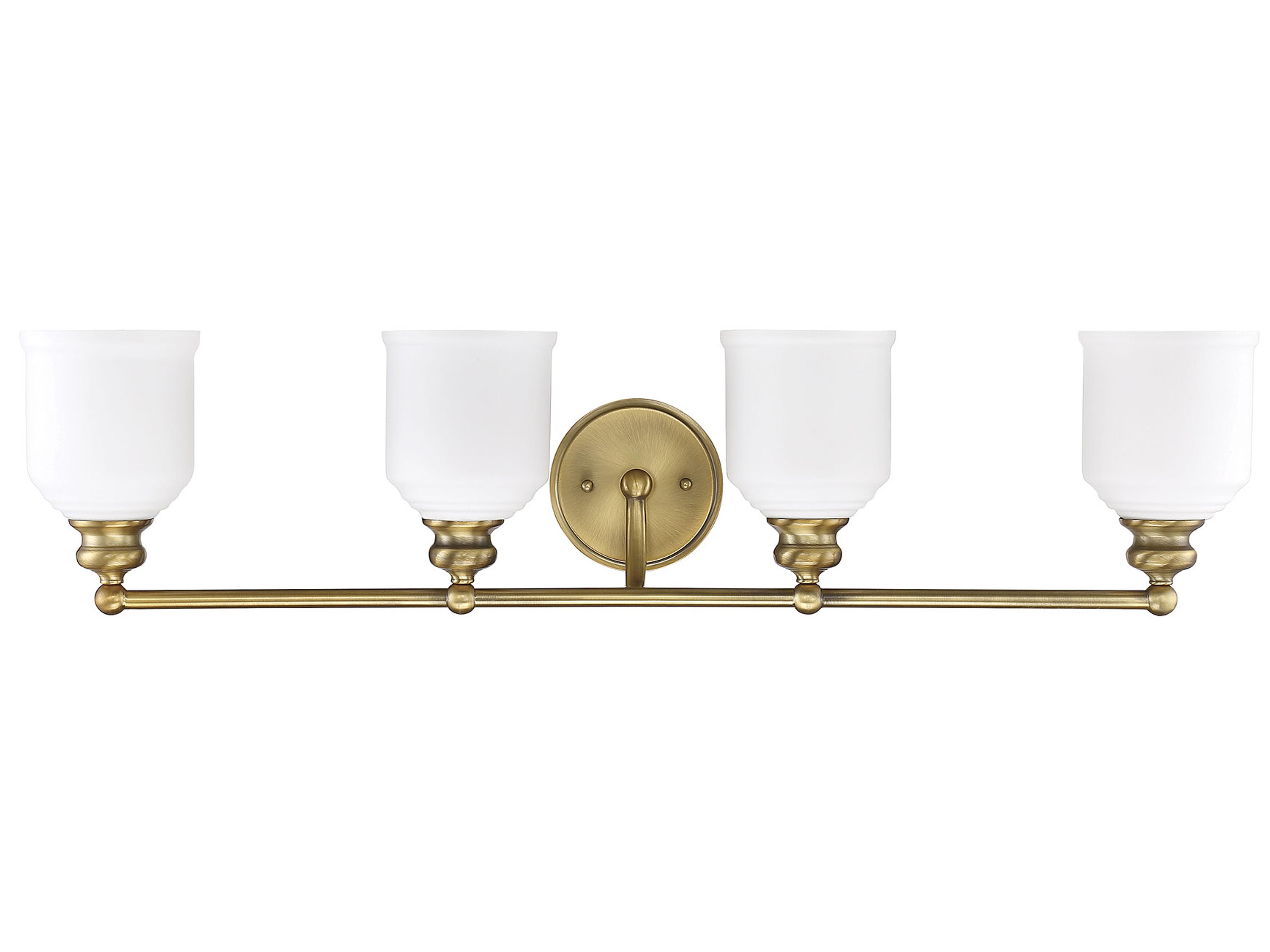 Savoy House Melrose 4-Light Warm Brass Glass Vanity Light