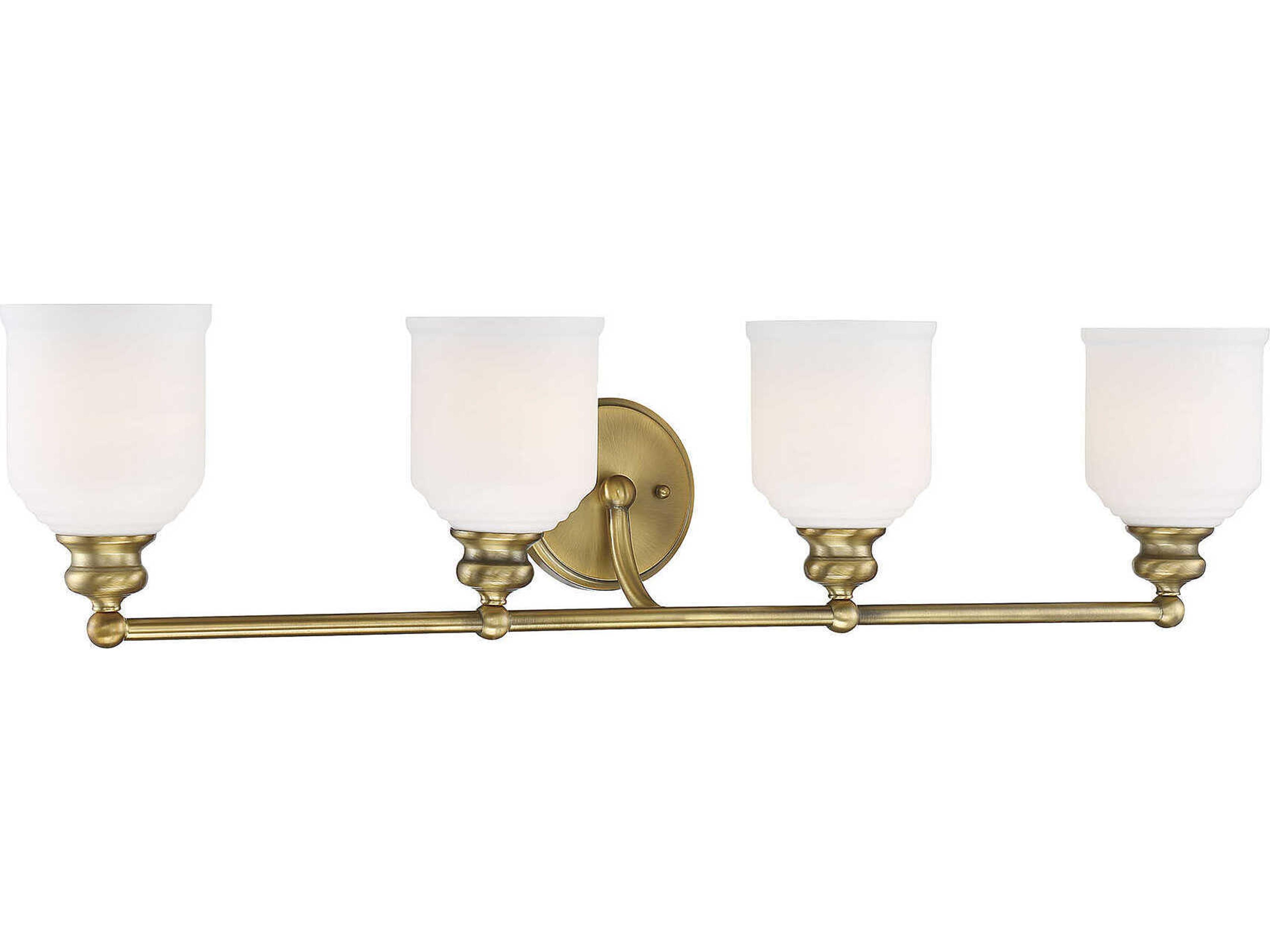 Savoy House Melrose 4-Light Warm Brass Glass Vanity Light