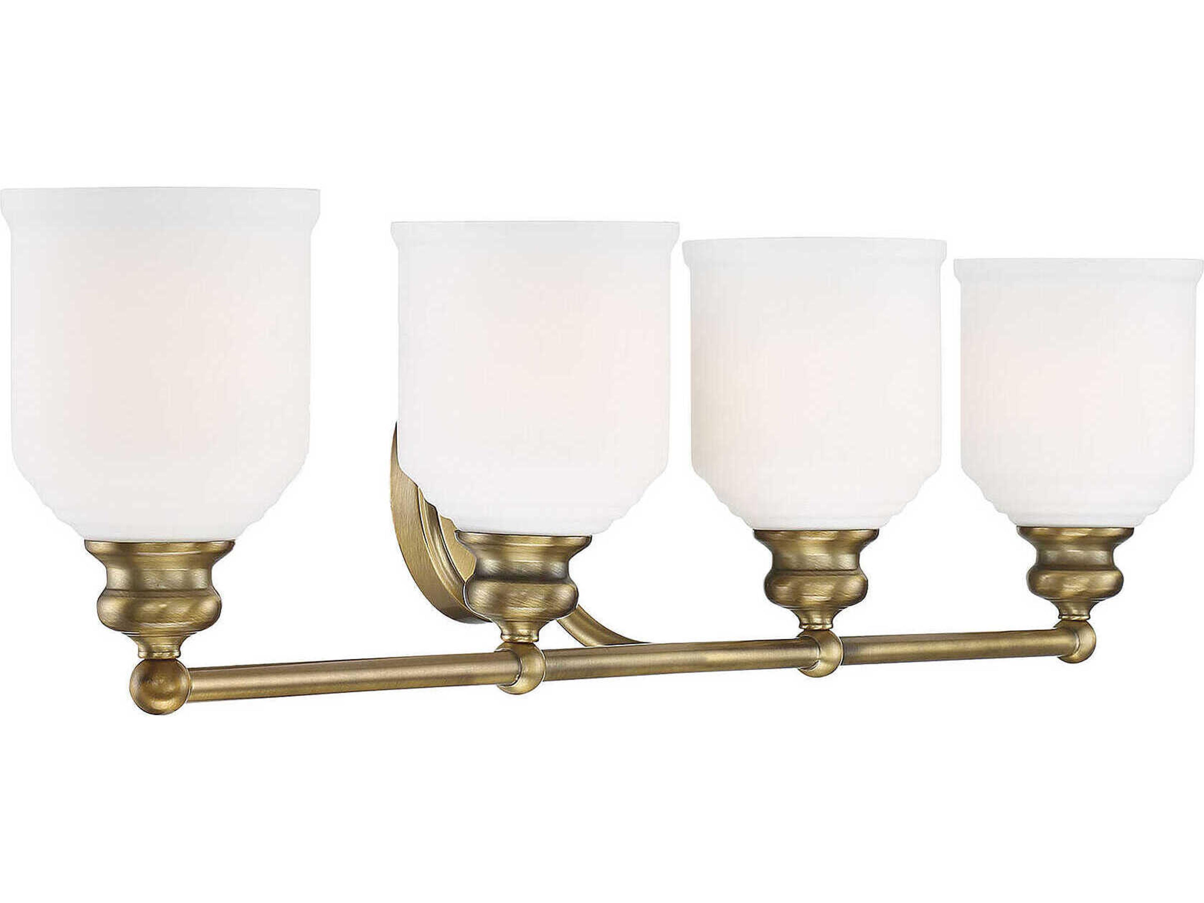 Savoy House Melrose 4-Light Warm Brass Glass Vanity Light