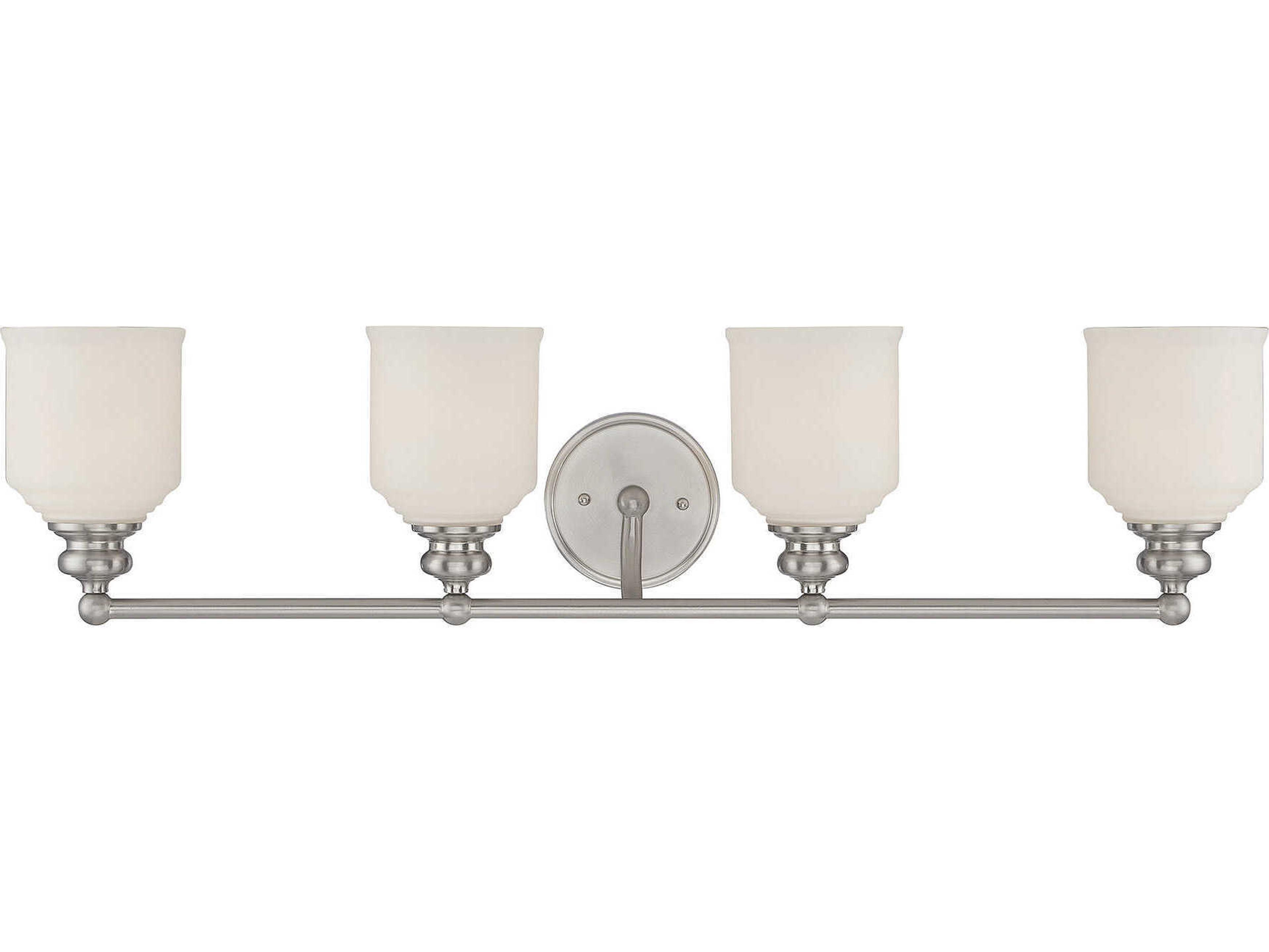 Melrose 4-Light Satin Nickel Glass Vanity Light