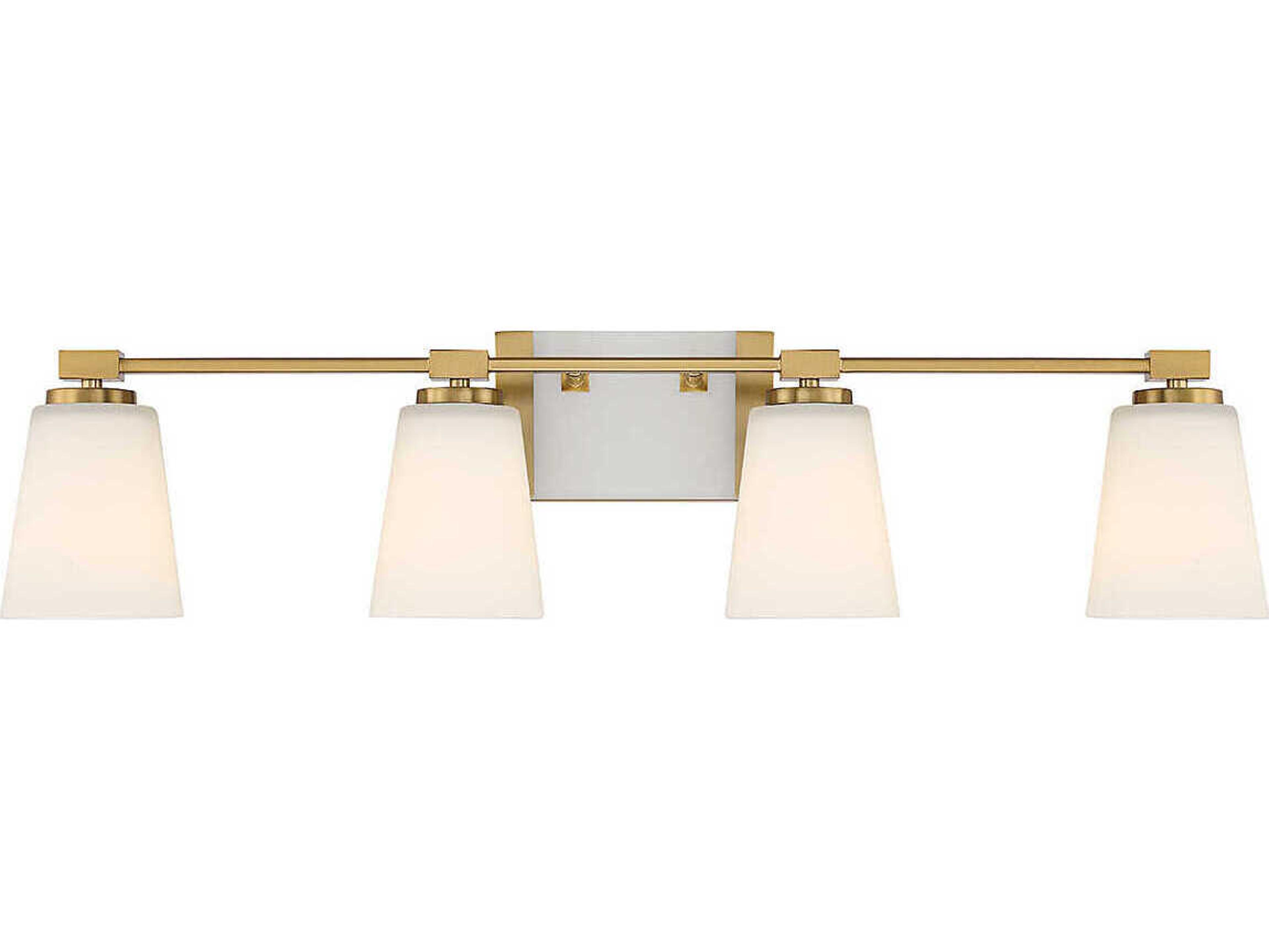 Darby 4-Light Warm Brass Glass Vanity Light