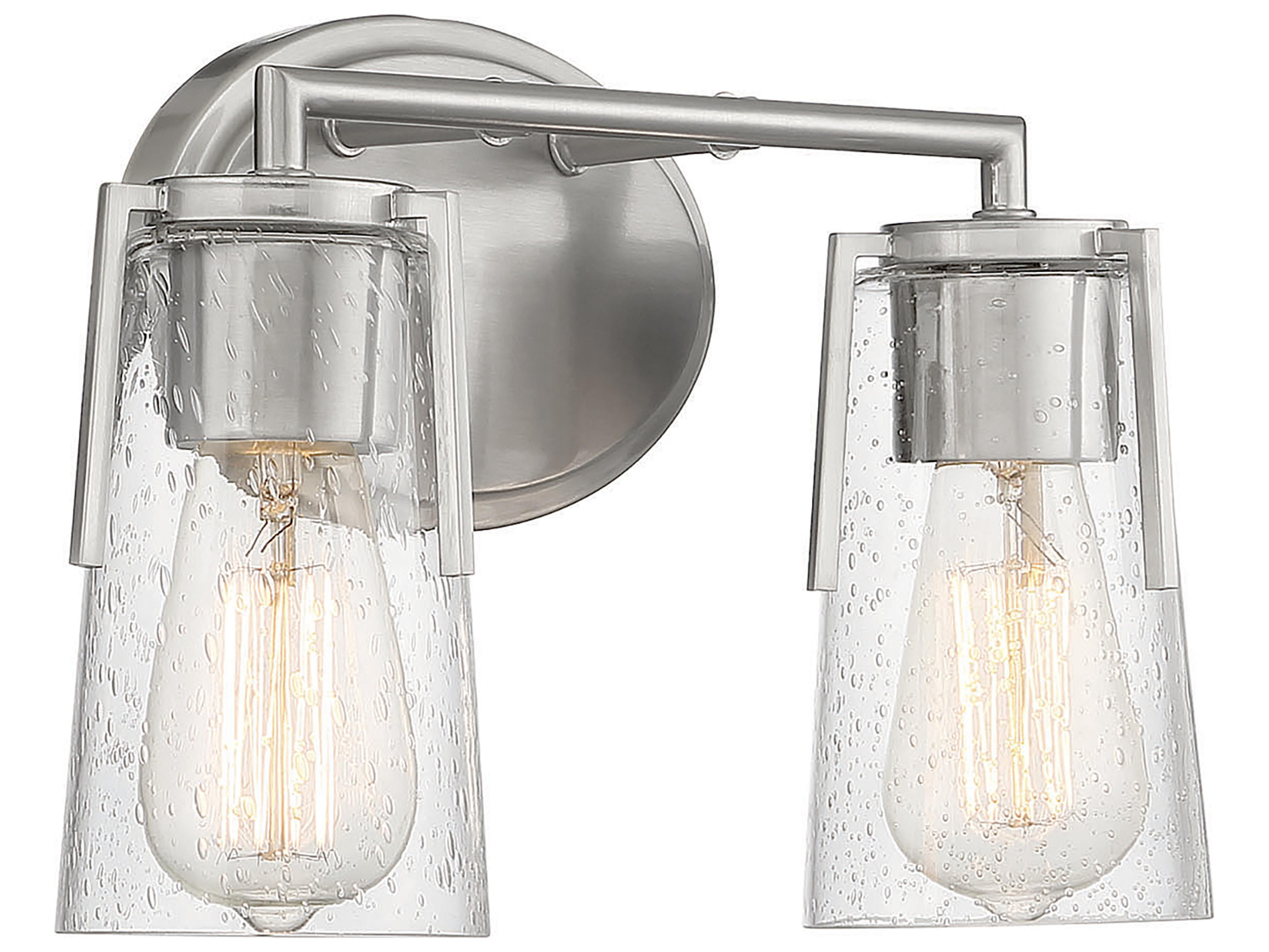 Savoy House Sacremento 2-Light Satin Nickel Glass Vanity Light