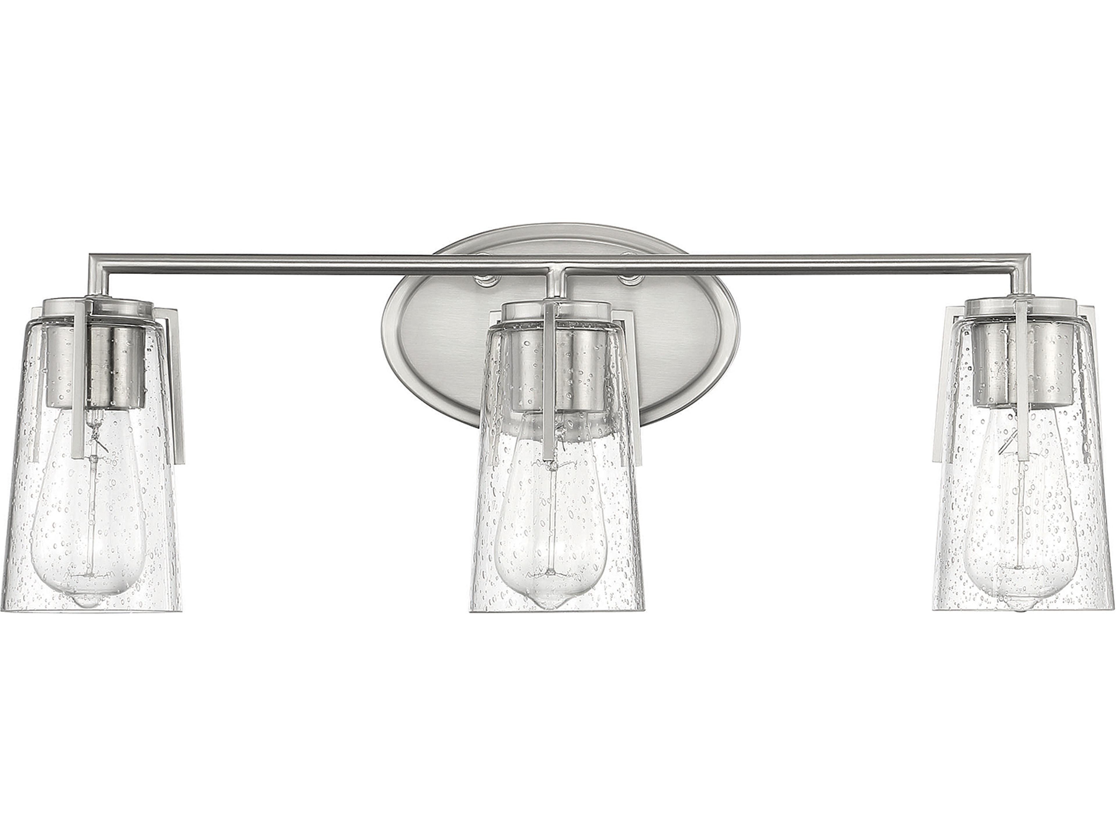 Savoy House Sacremento 3-Light Satin Nickel Glass Vanity Light