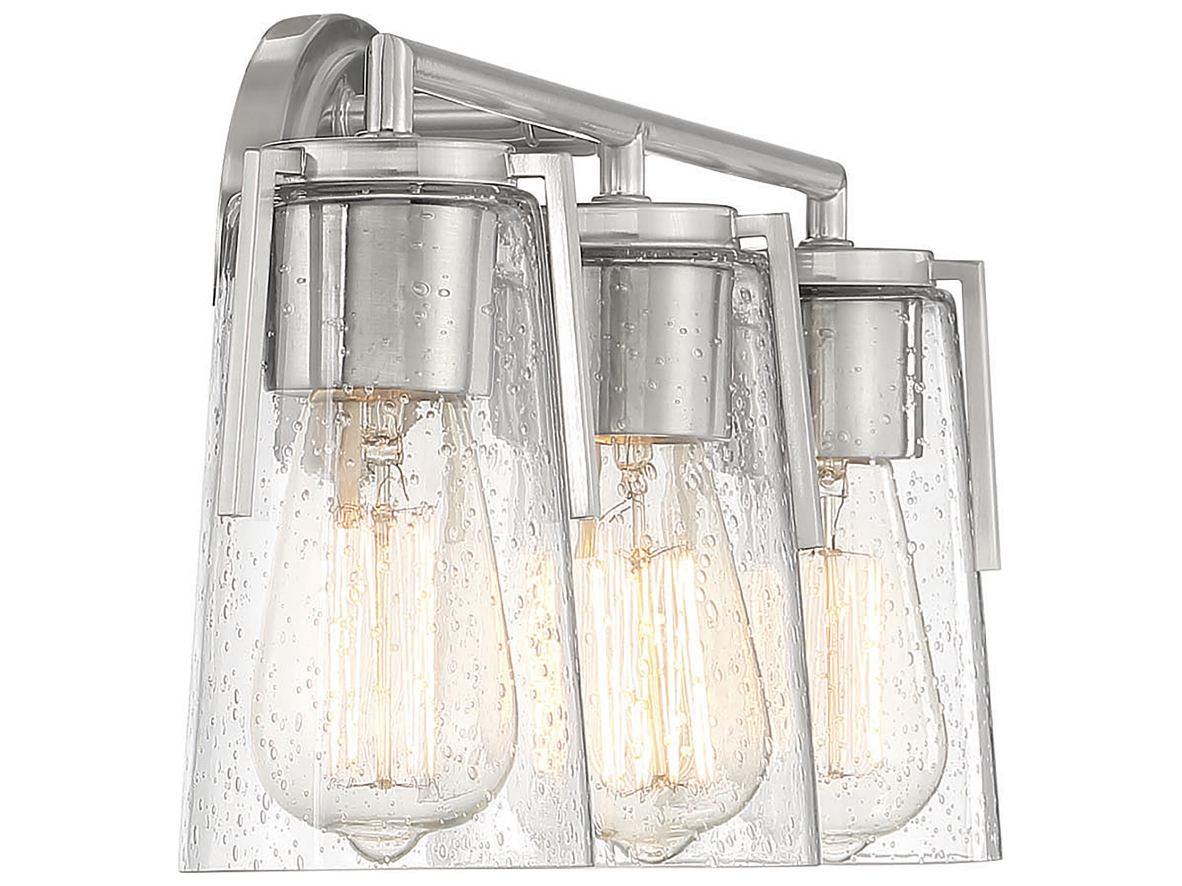 Savoy House Sacremento 3-Light Satin Nickel Glass Vanity Light